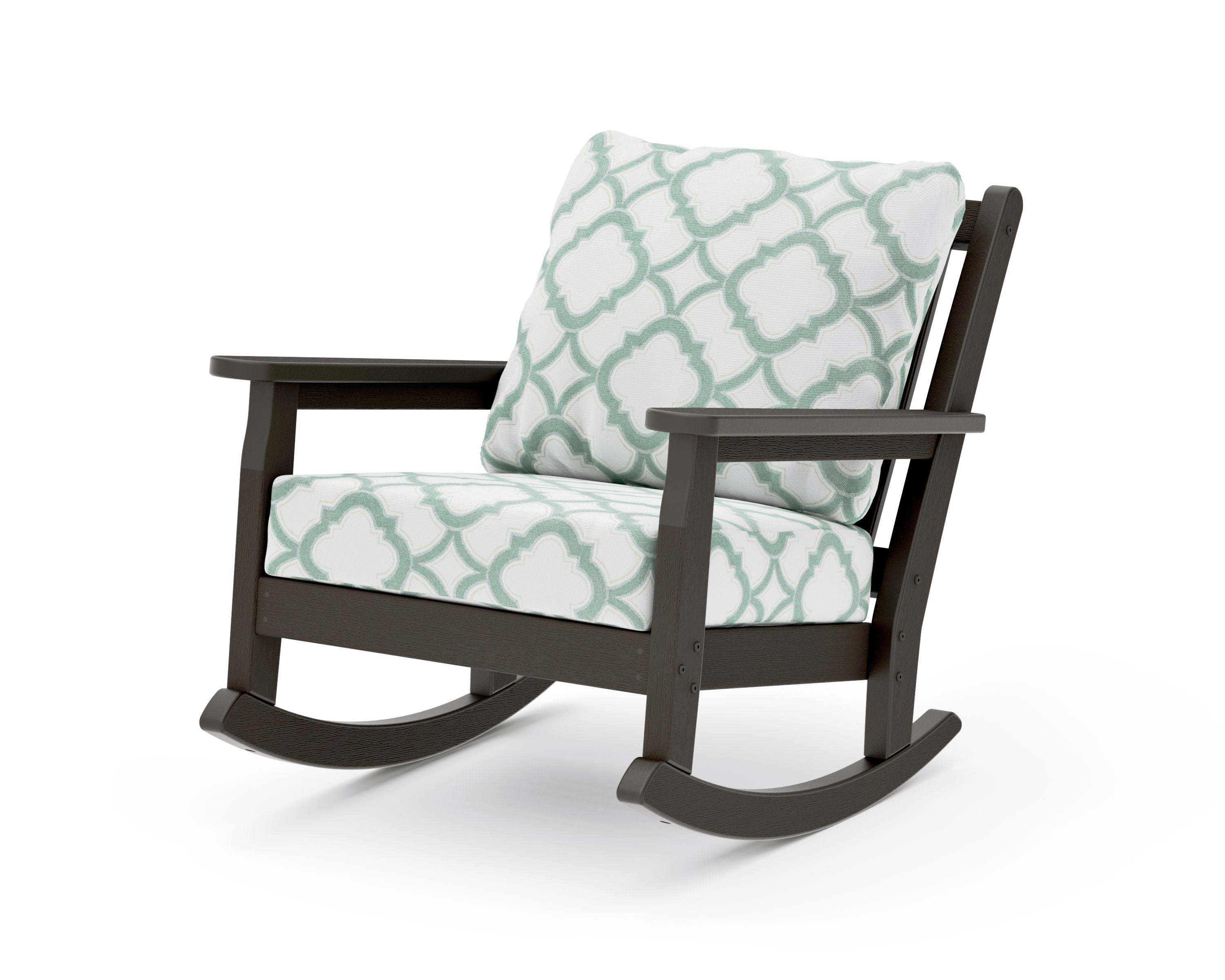 Chippendale Deep Seating Rocking Chair in Vintage Coffee / Trellis Glacier Spa