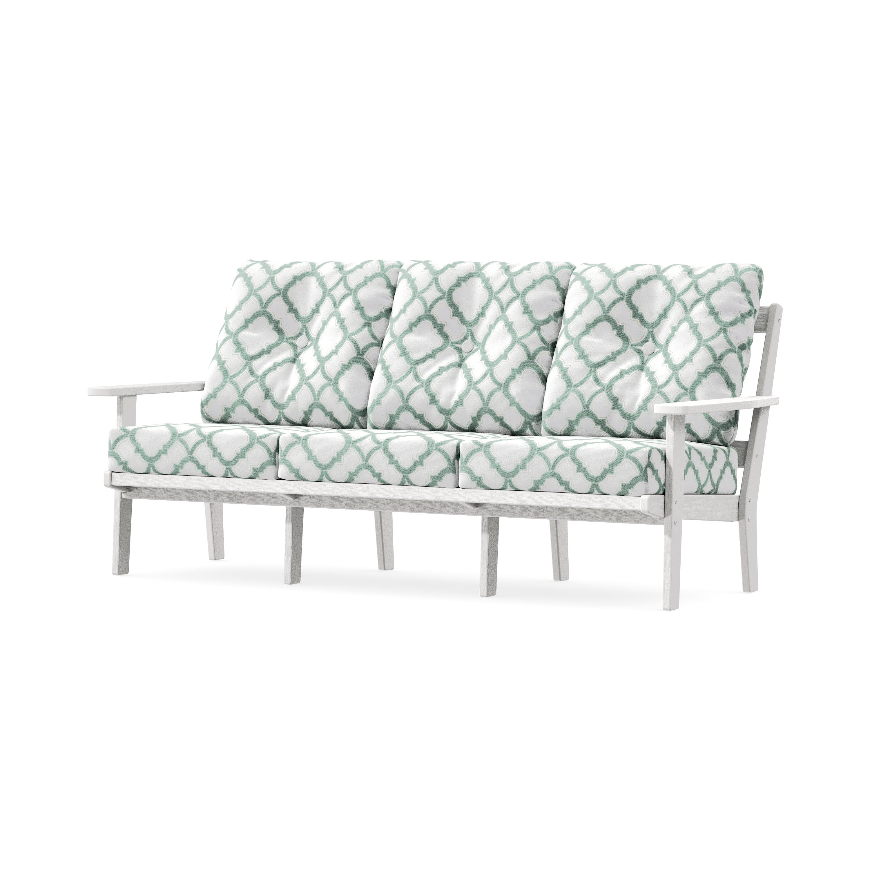 PrairieDeep Seating Sofa in Vintage White / Trellis Glacier Spa