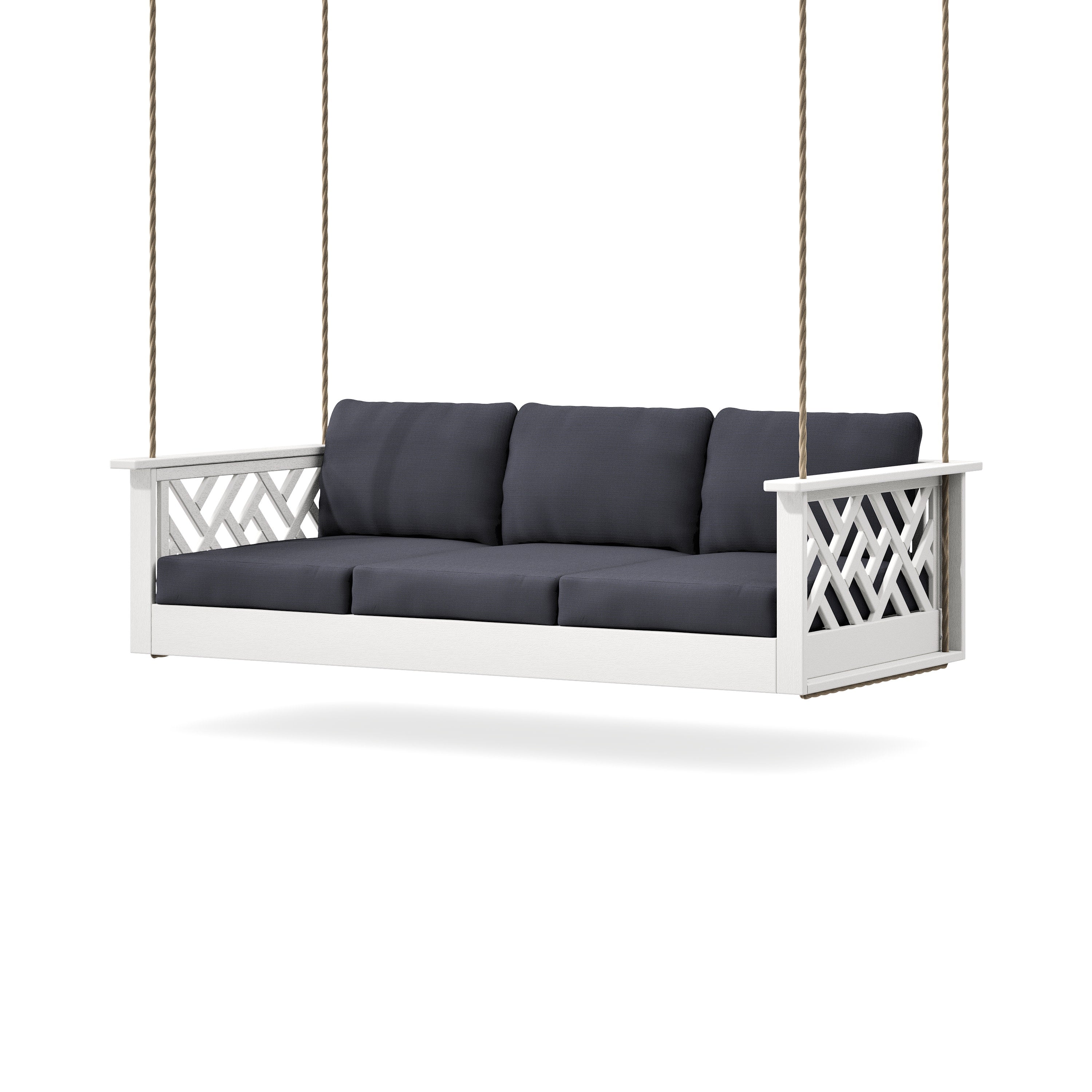 Chippendale Daybed Swing in Vintage White / Midnight Linen