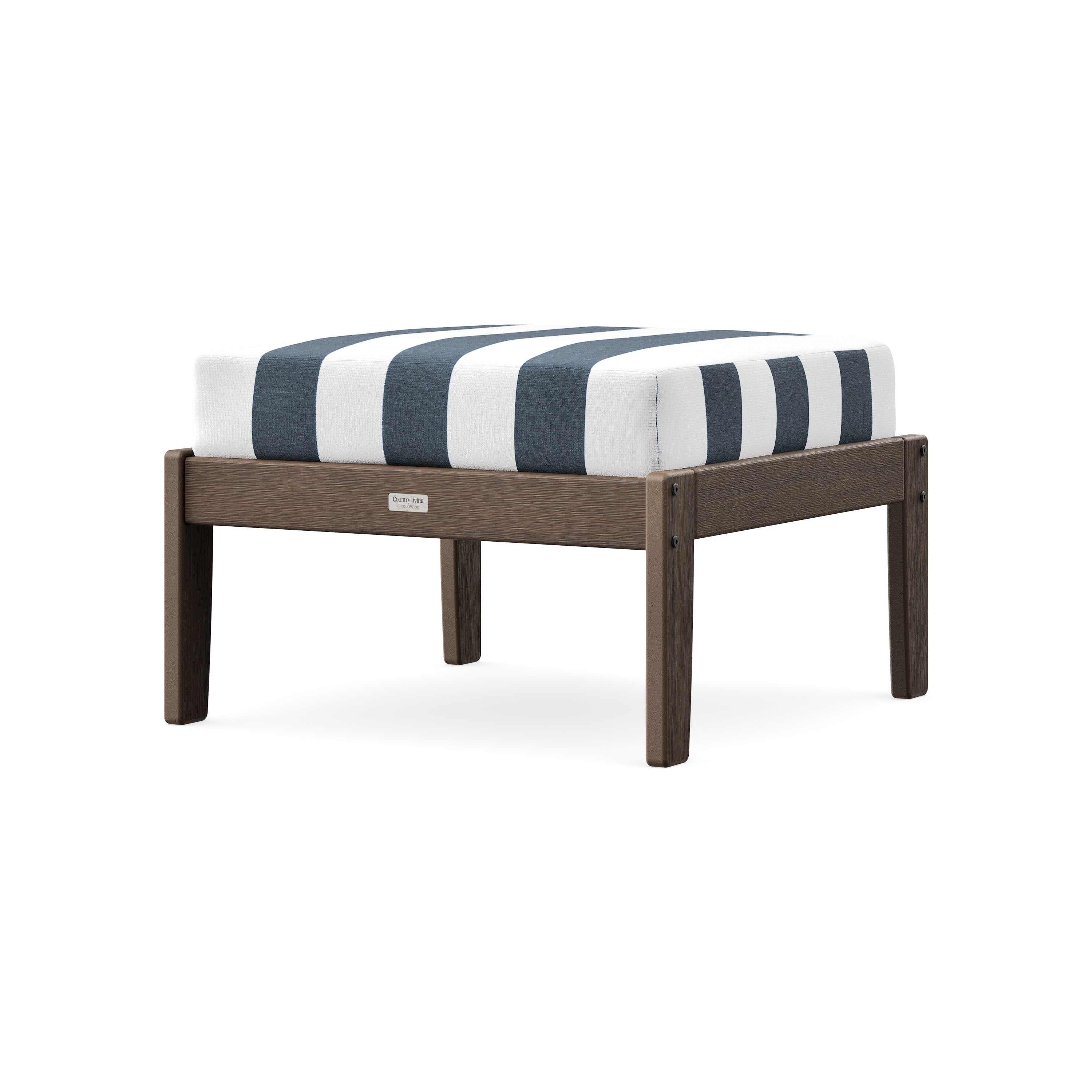 Cottage Deep Seating Ottoman in Kona / Cabana Stripe Marine Indigo