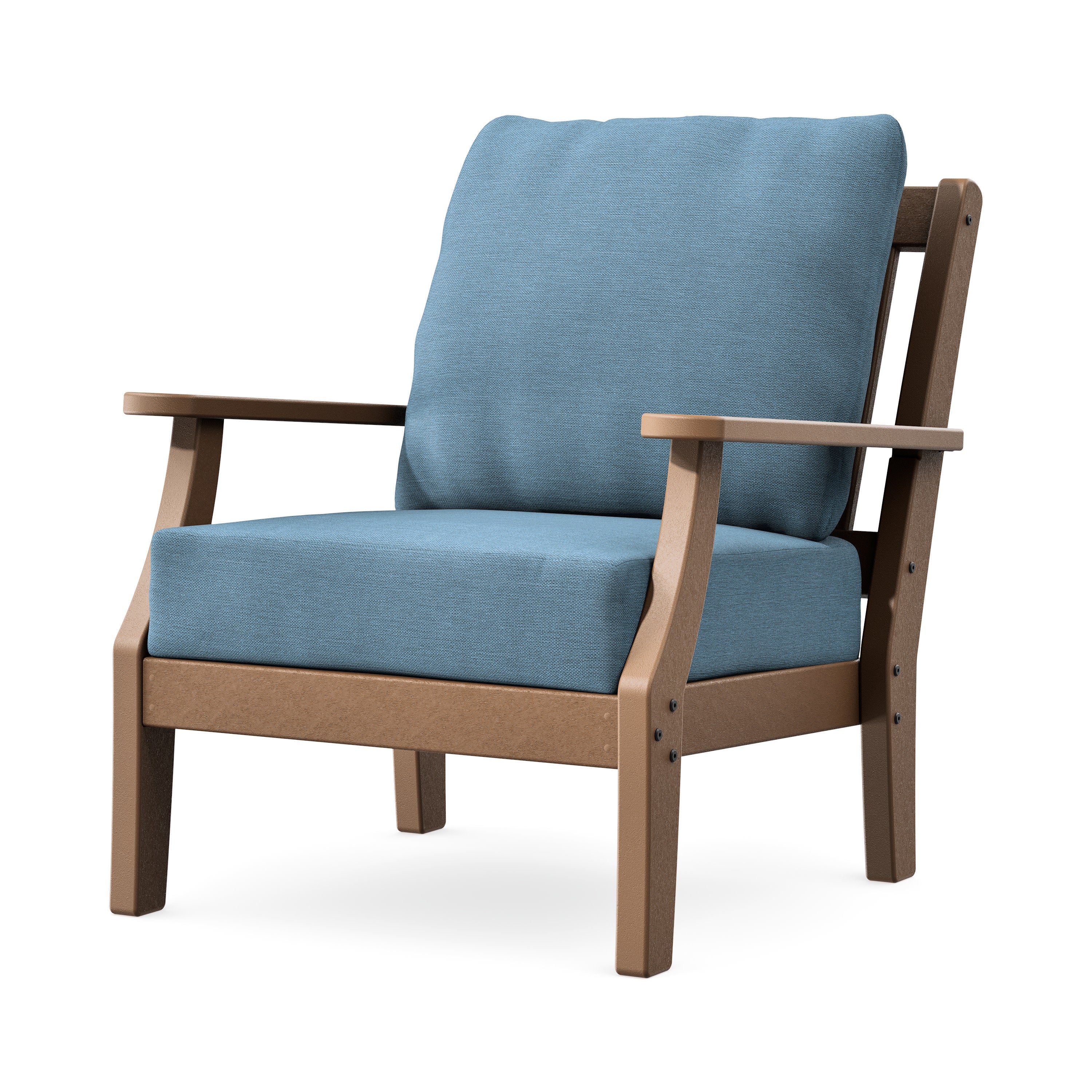Chinoiserie Deep Seating Chair in Teak / Sky Blue