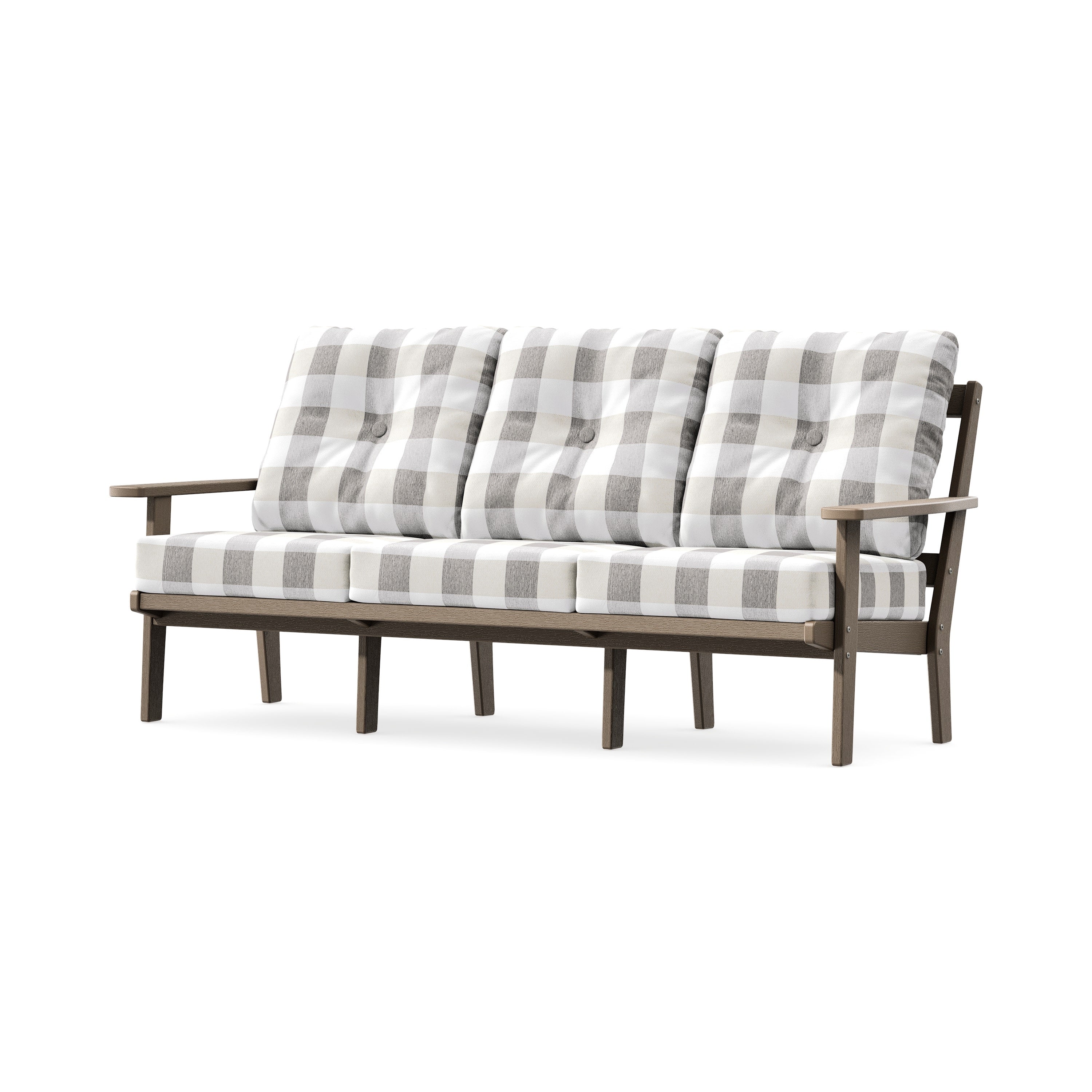 PrairieDeep Seating Sofa in Vintage Sahara / Buffalo Plaid Grey Mist