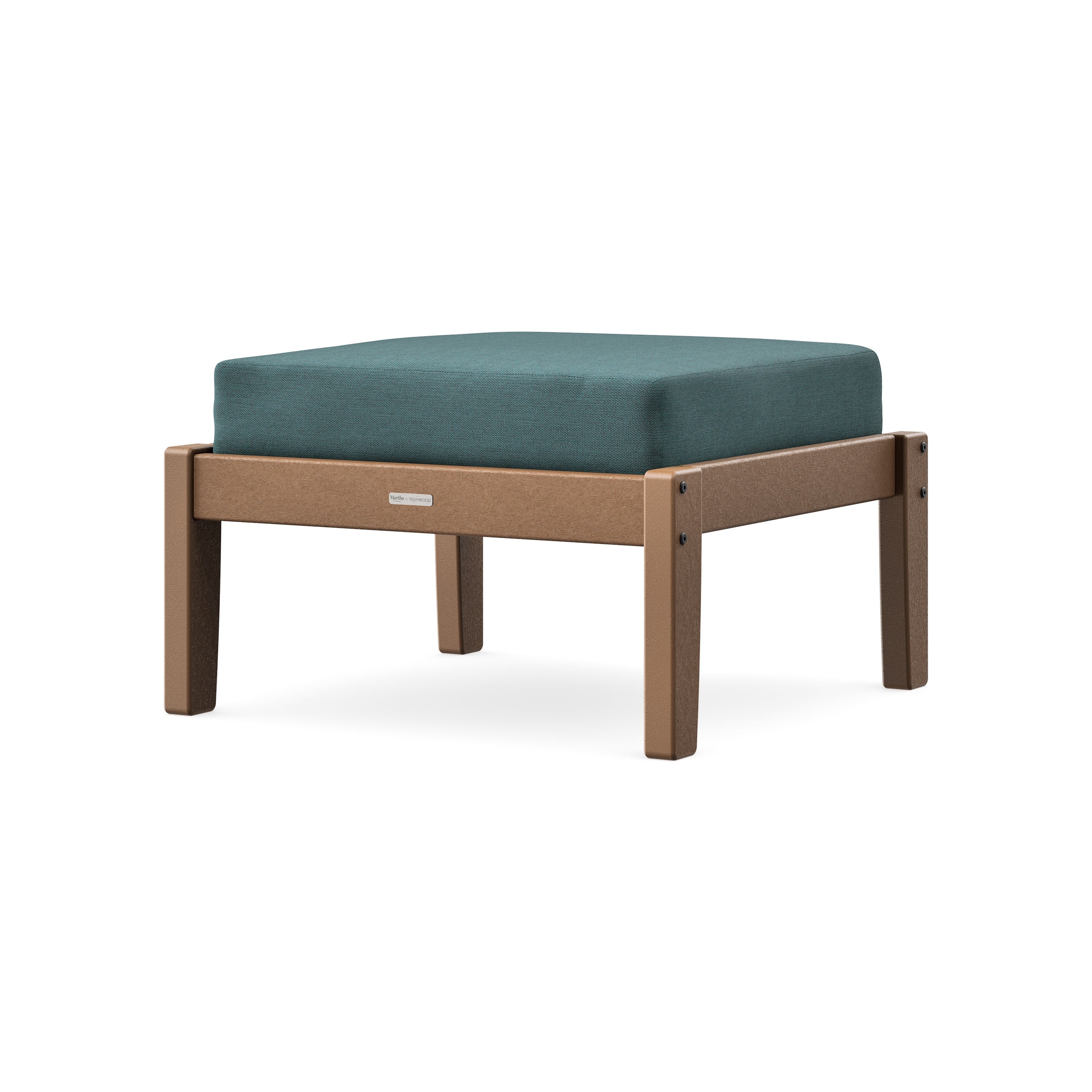 Chinoiserie Deep Seating Ottoman in Teak / Ocean Teal