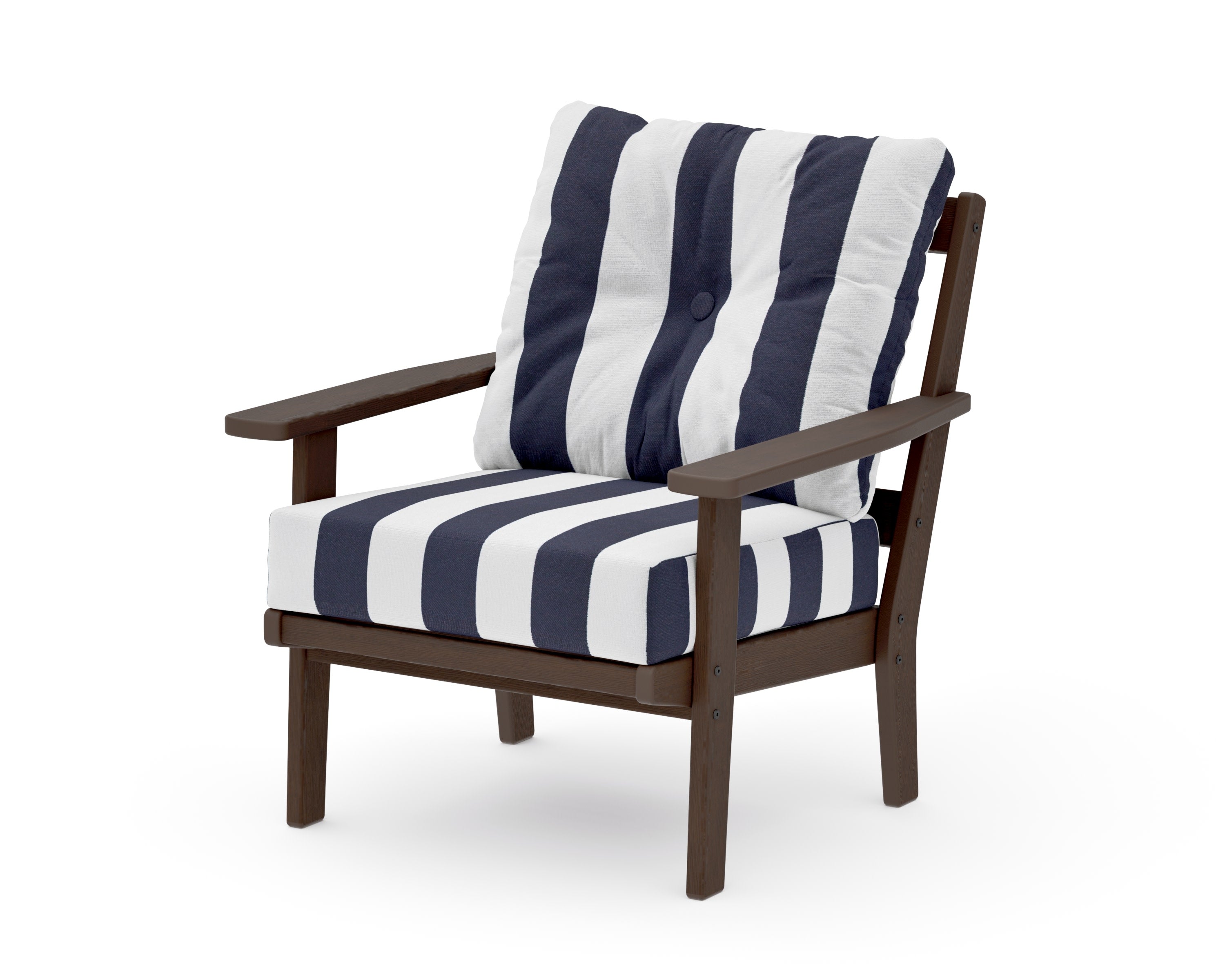 Prairie Deep Seating Chair in Kona / Cabana Stripe Navy