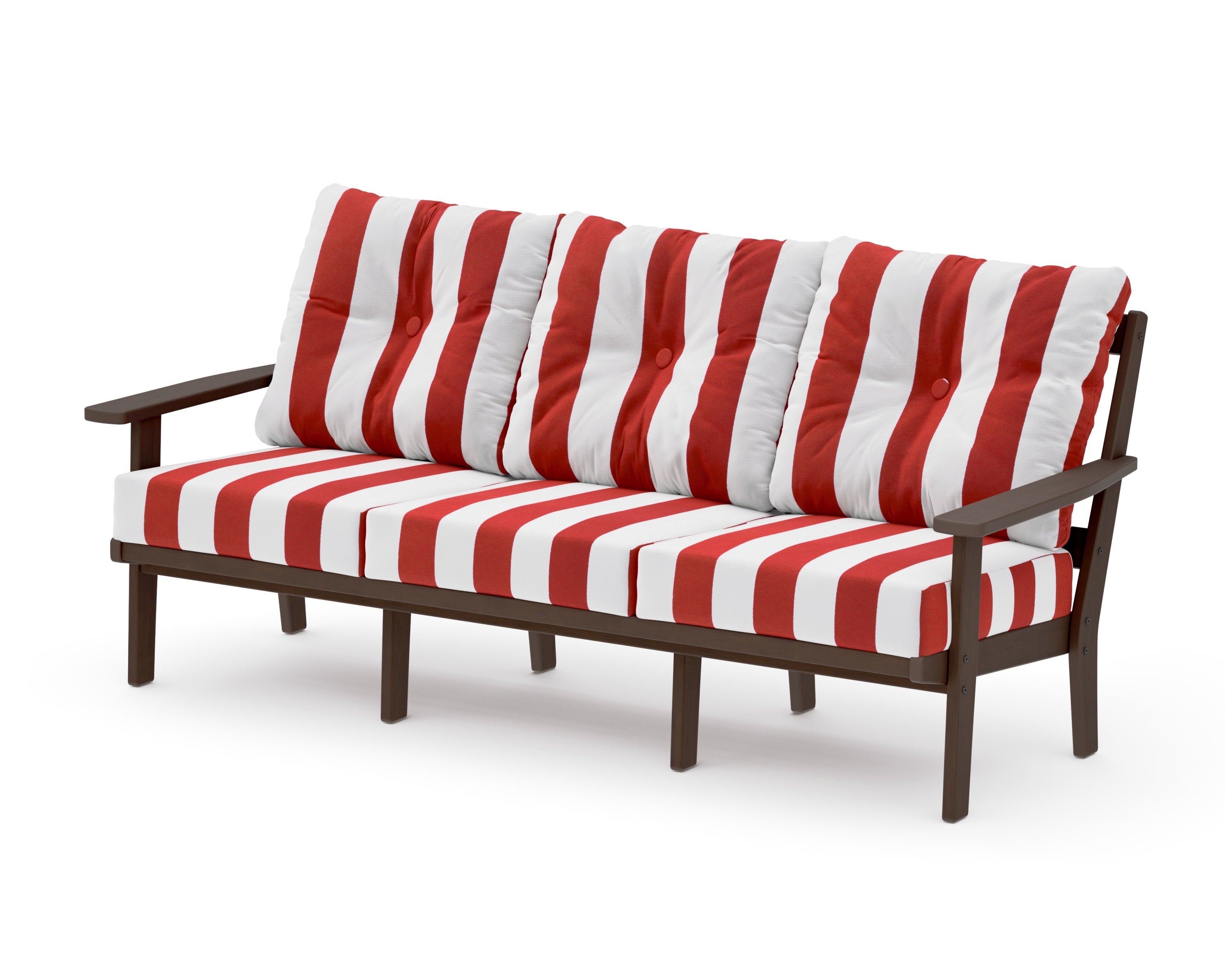 Oxford Deep Seating Sofa in Kona / Cabana Stripe Crimson