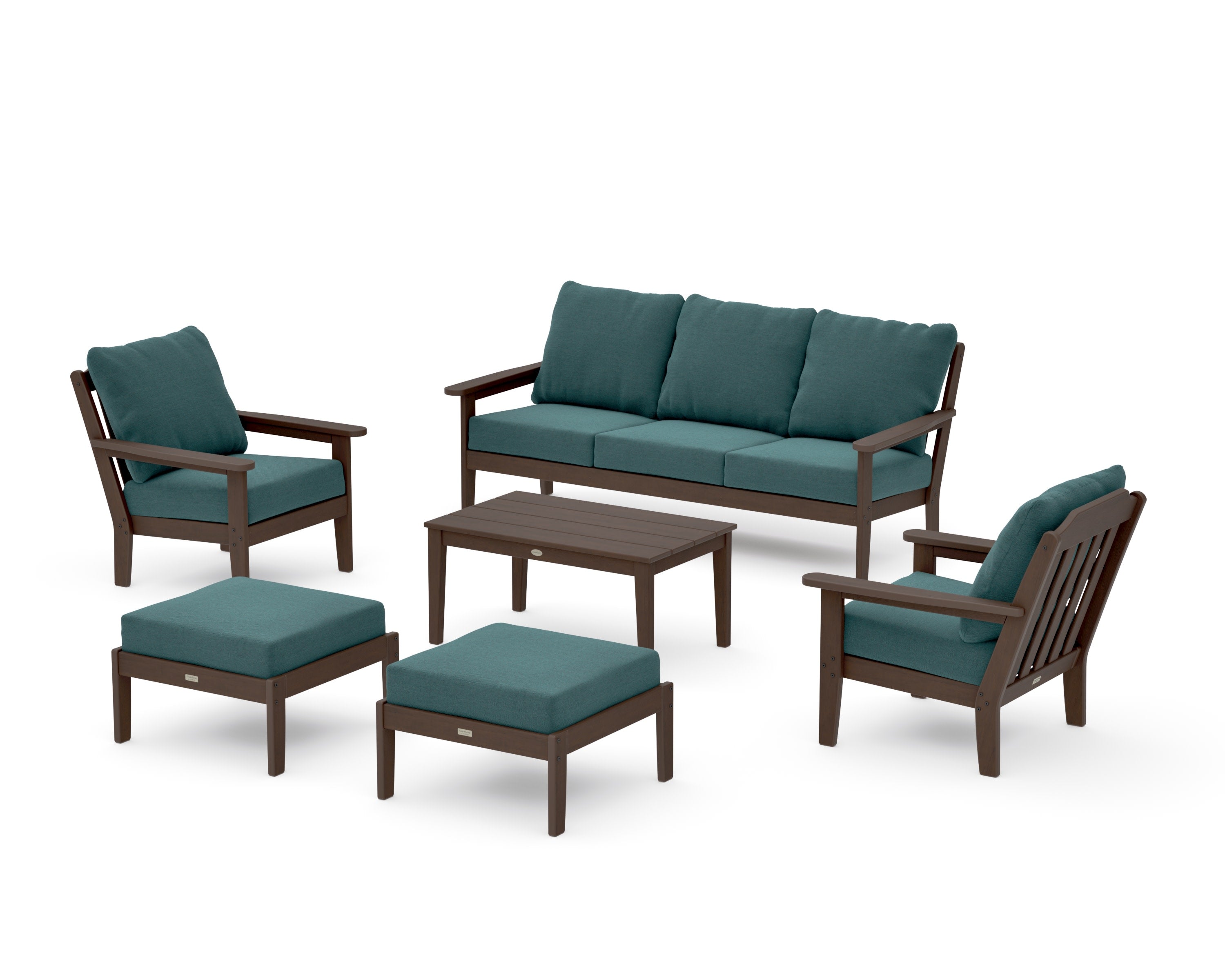 Cottage 6-Piece Lounge Sofa Set in Kona / Ocean Teal