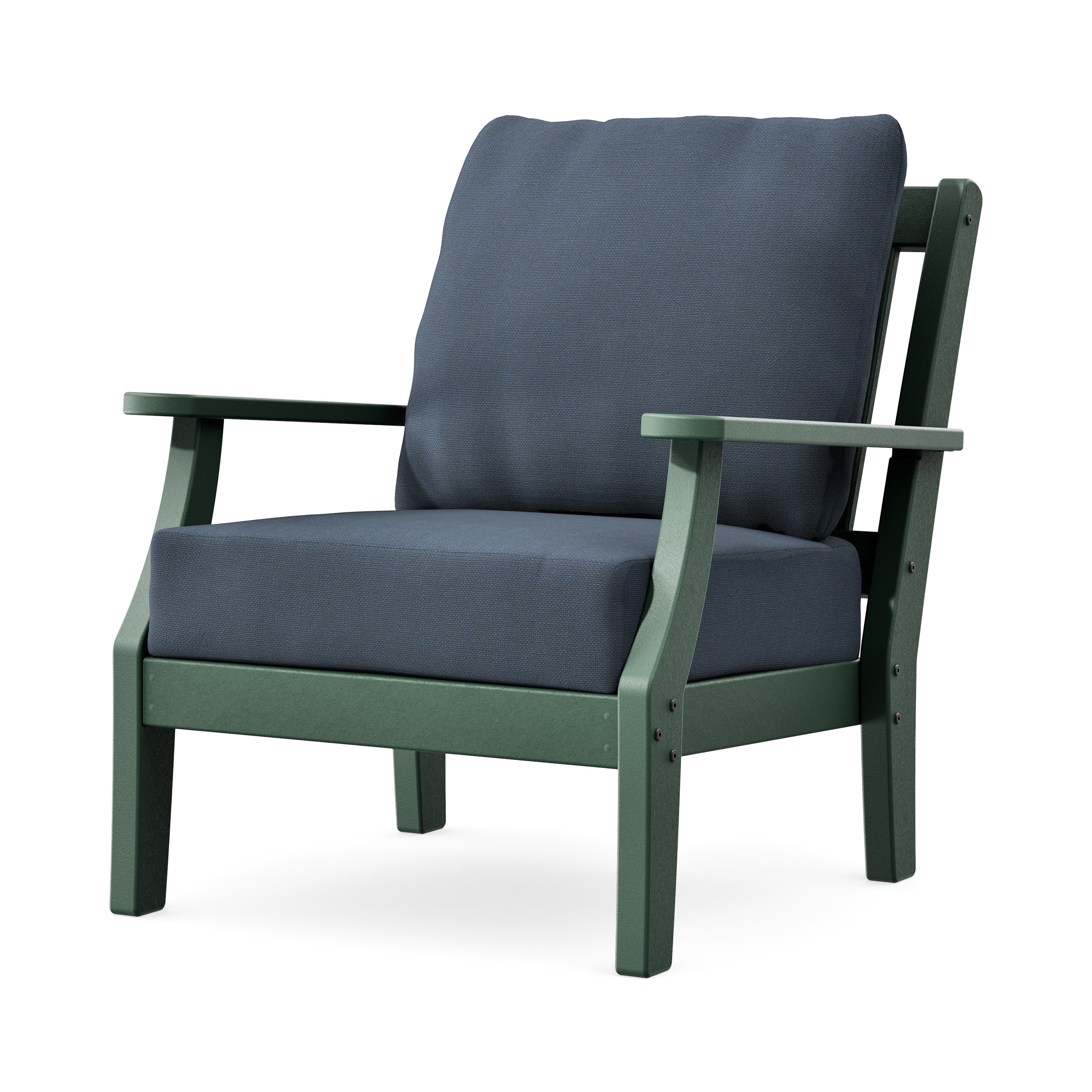 Chinoiserie Deep Seating Chair in Green / Marine Indigo