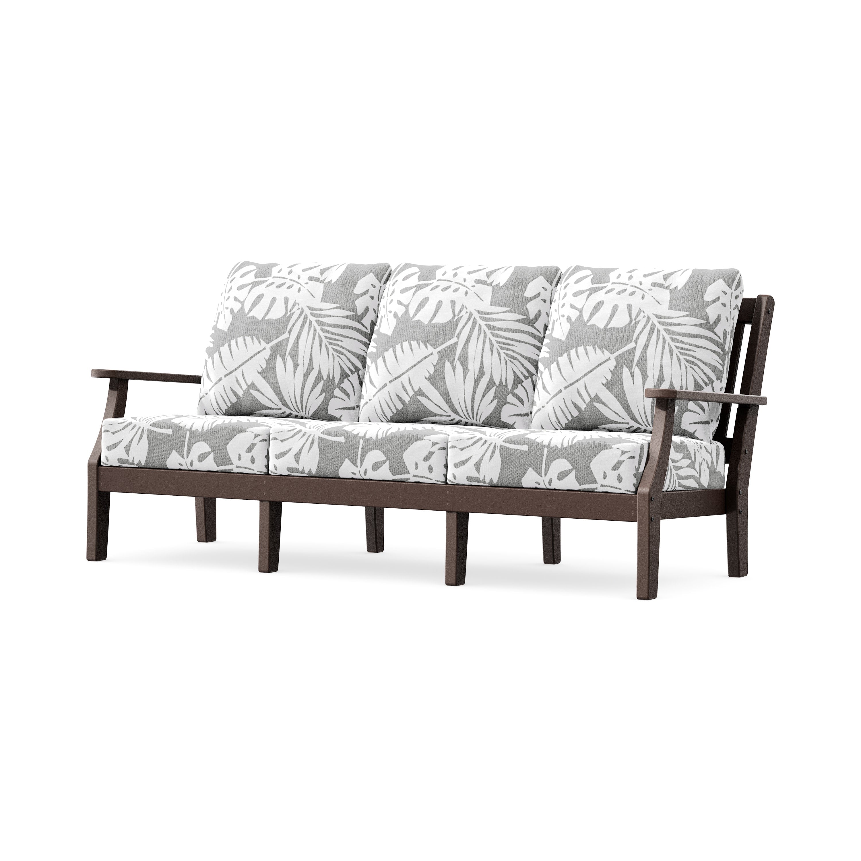 Chinoiserie Deep Seating Sofa in Mahogany / Leaf Grey Mist