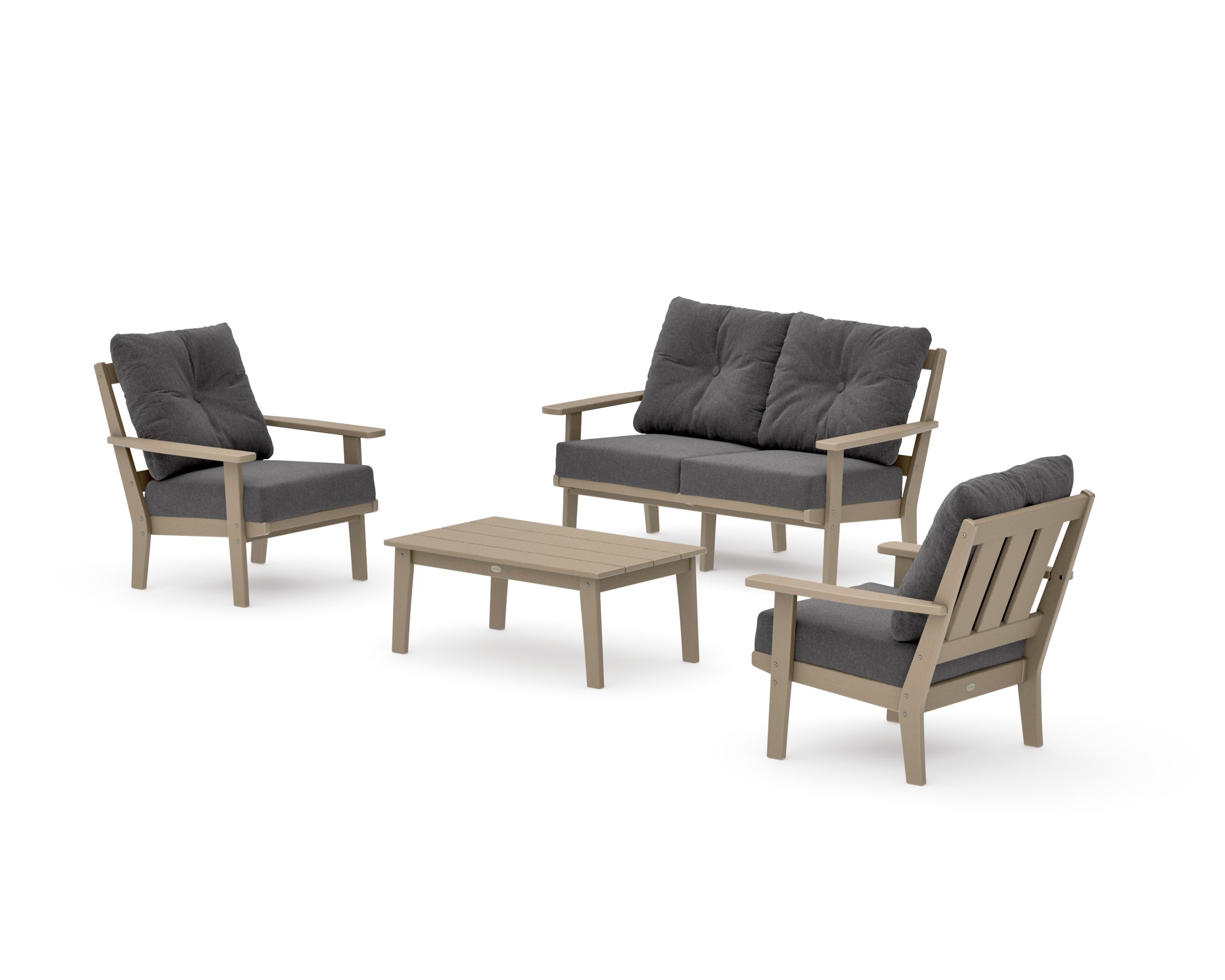 Oxford 4-Piece Deep Seating Set with Loveseat in Vintage Sahara / Ash Charcoal