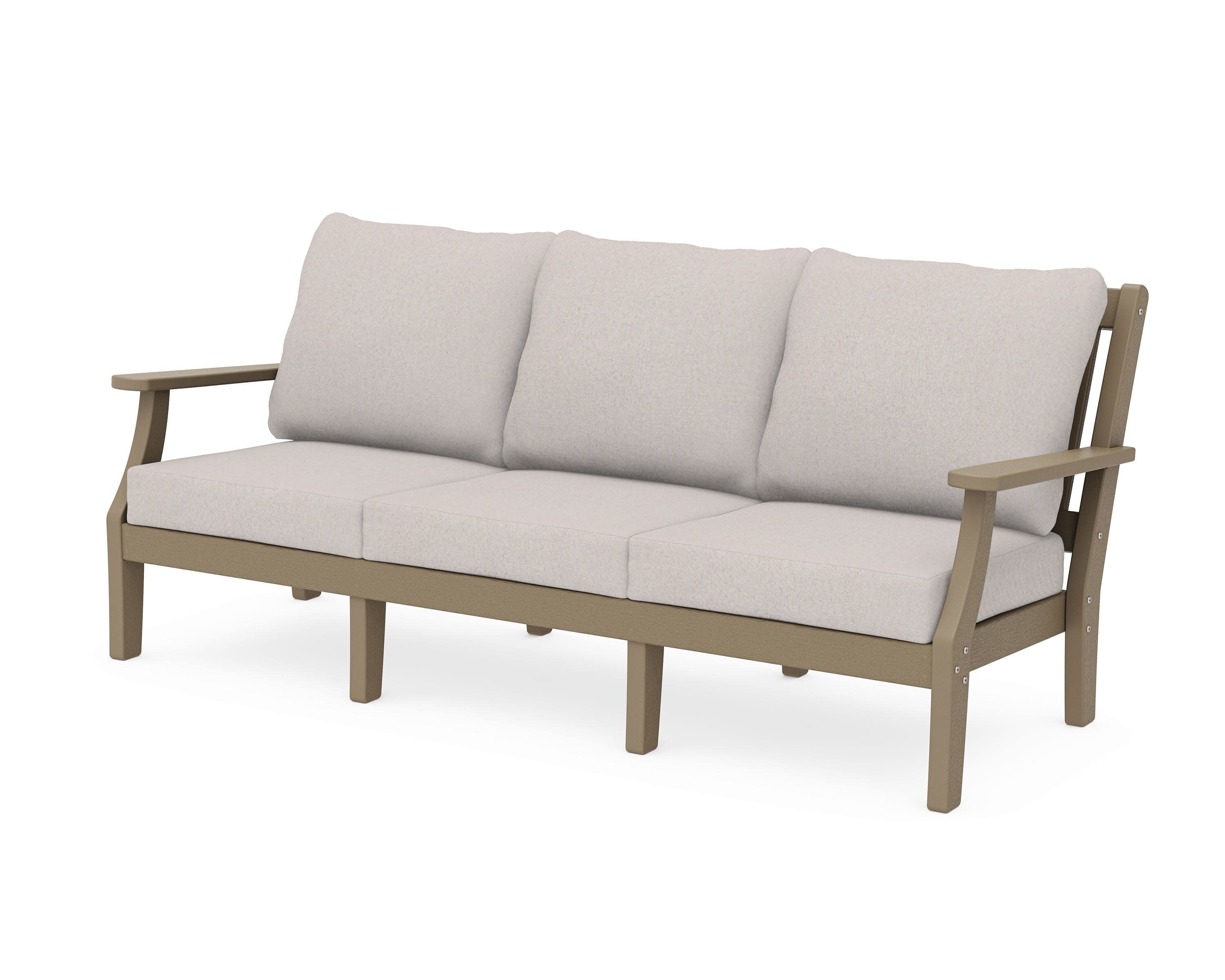 Chinoiserie Deep Seating Sofa in Vintage Sahara / Dune Burlap