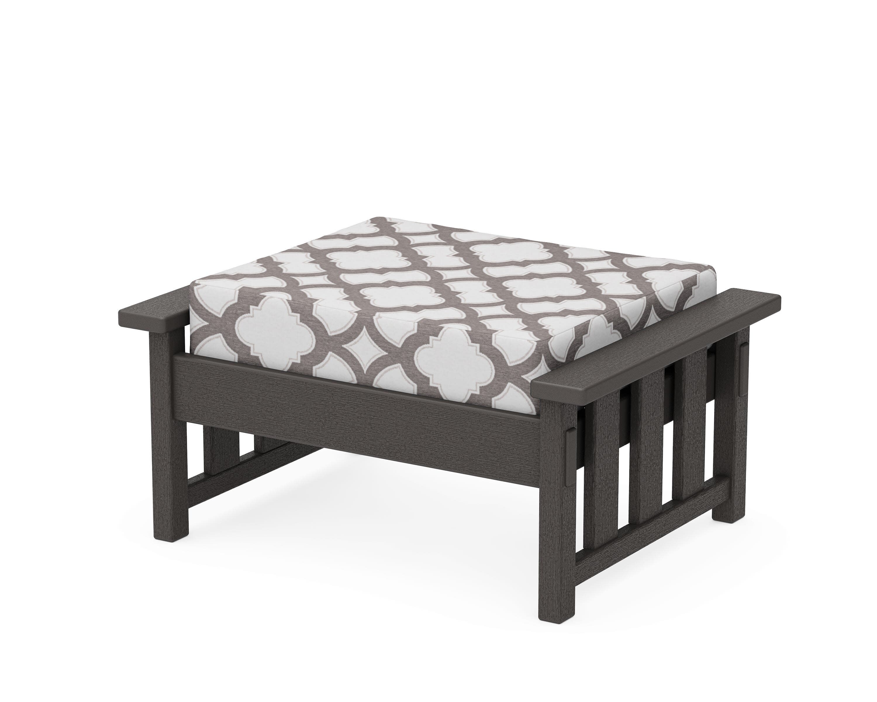 Acadia Deep Seating Ottoman in Vintage Coffee / Trellis Grey Mist