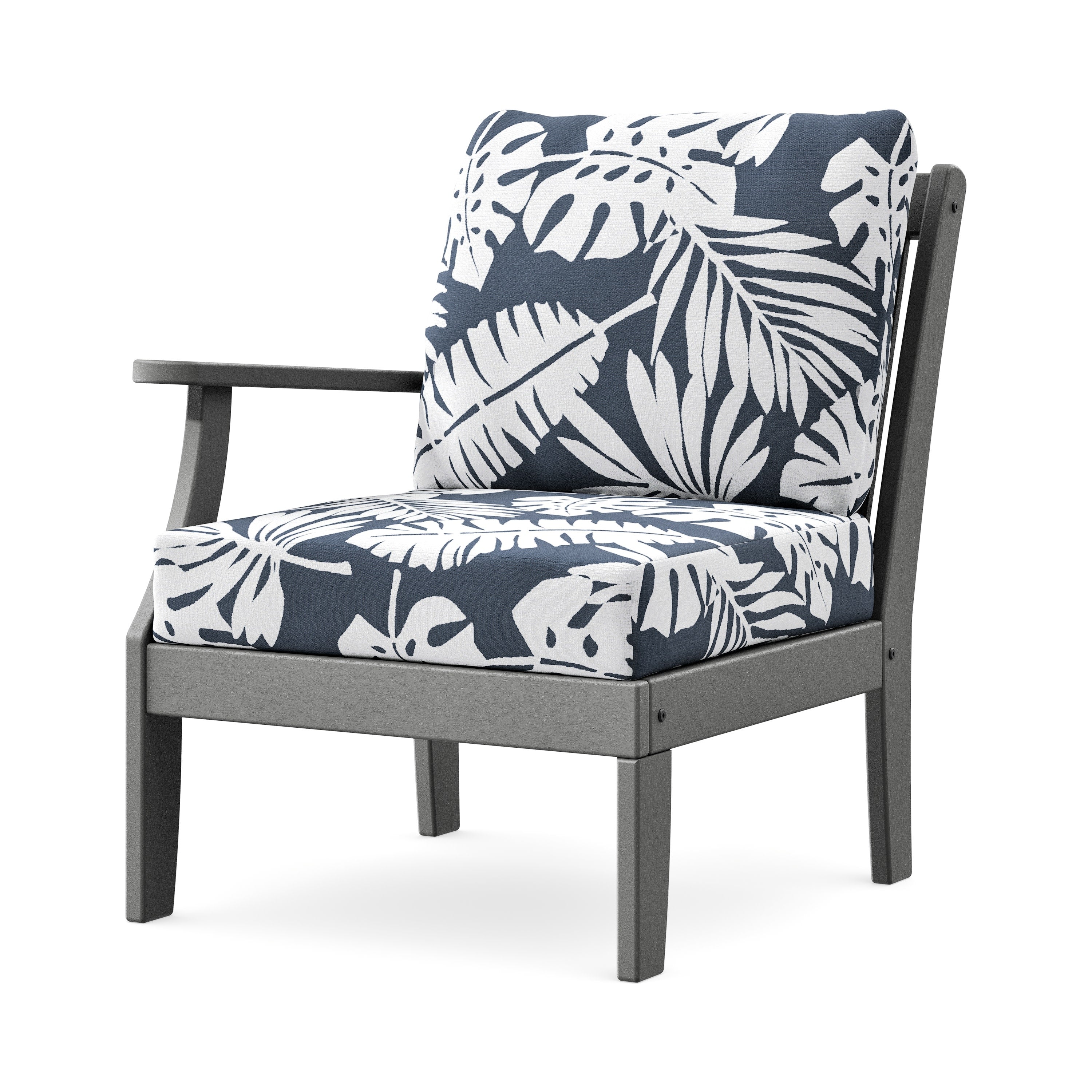 Braxton Modular Left Arm Chair in Slate Grey / Leaf Marine Indigo