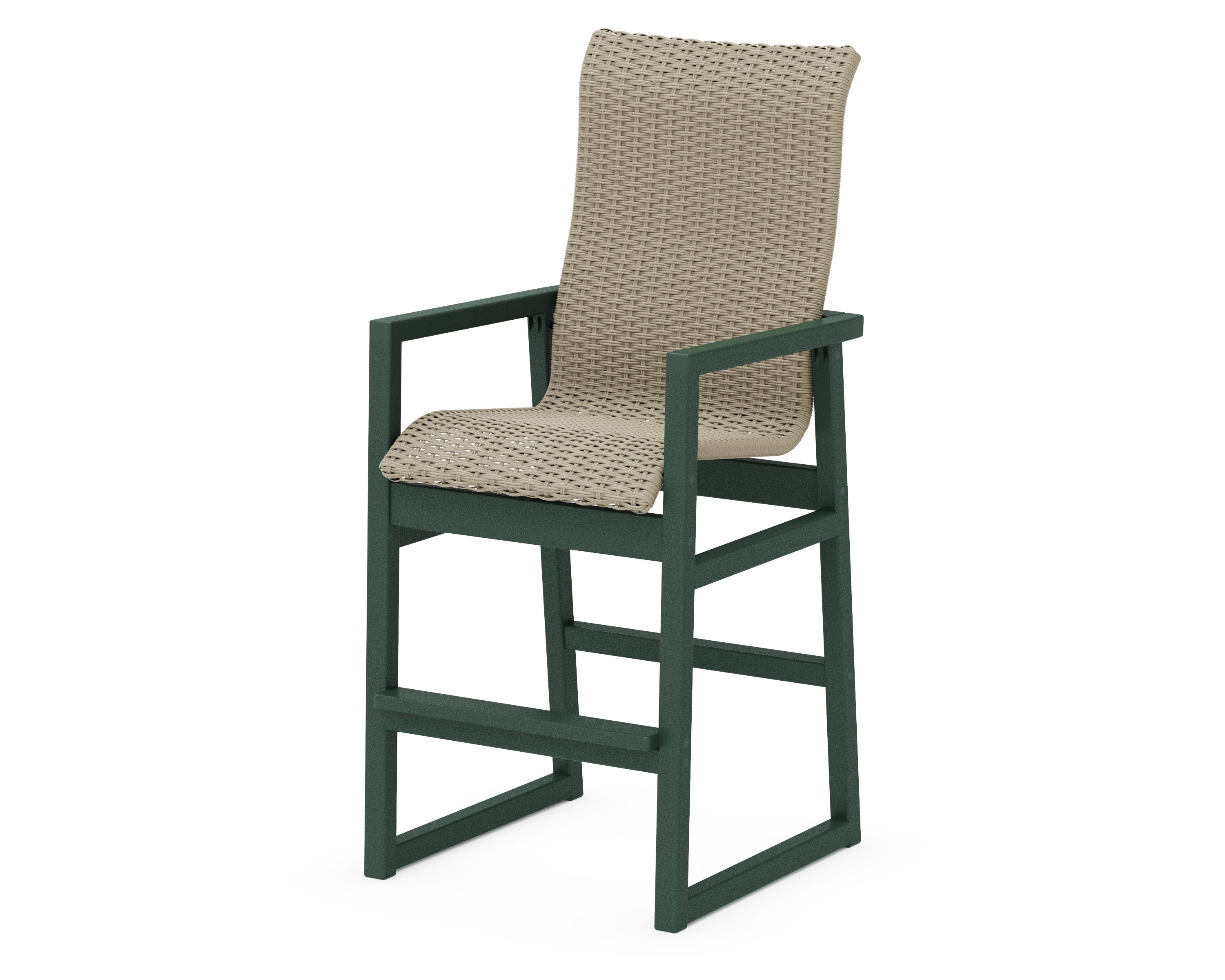 EDGE Woven High-Back Bar Arm Chair in Green / Dune Grass