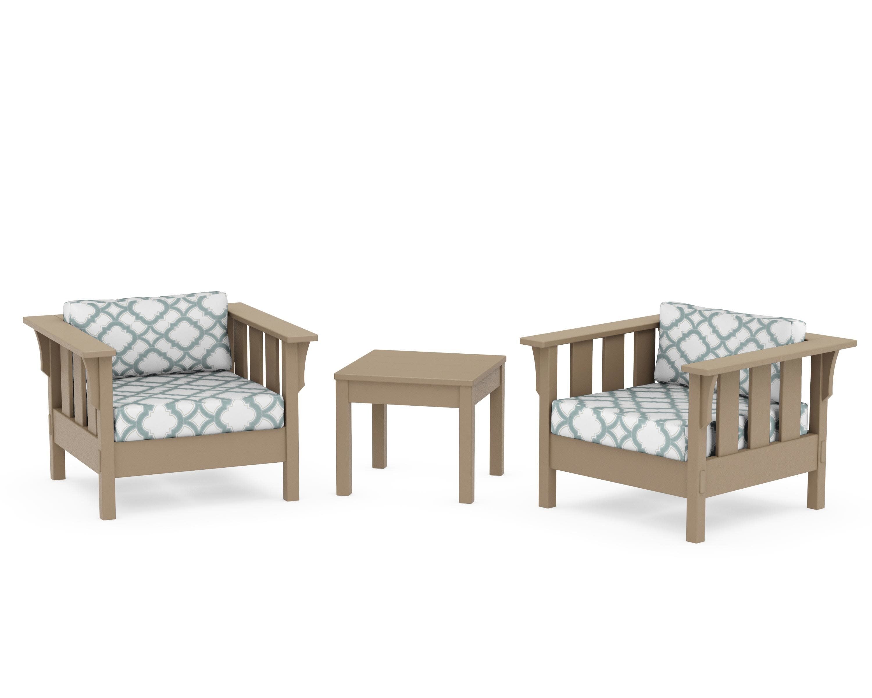 Acadia 3-Piece Deep Seating Set in Vintage Sahara / Trellis Glacier Spa