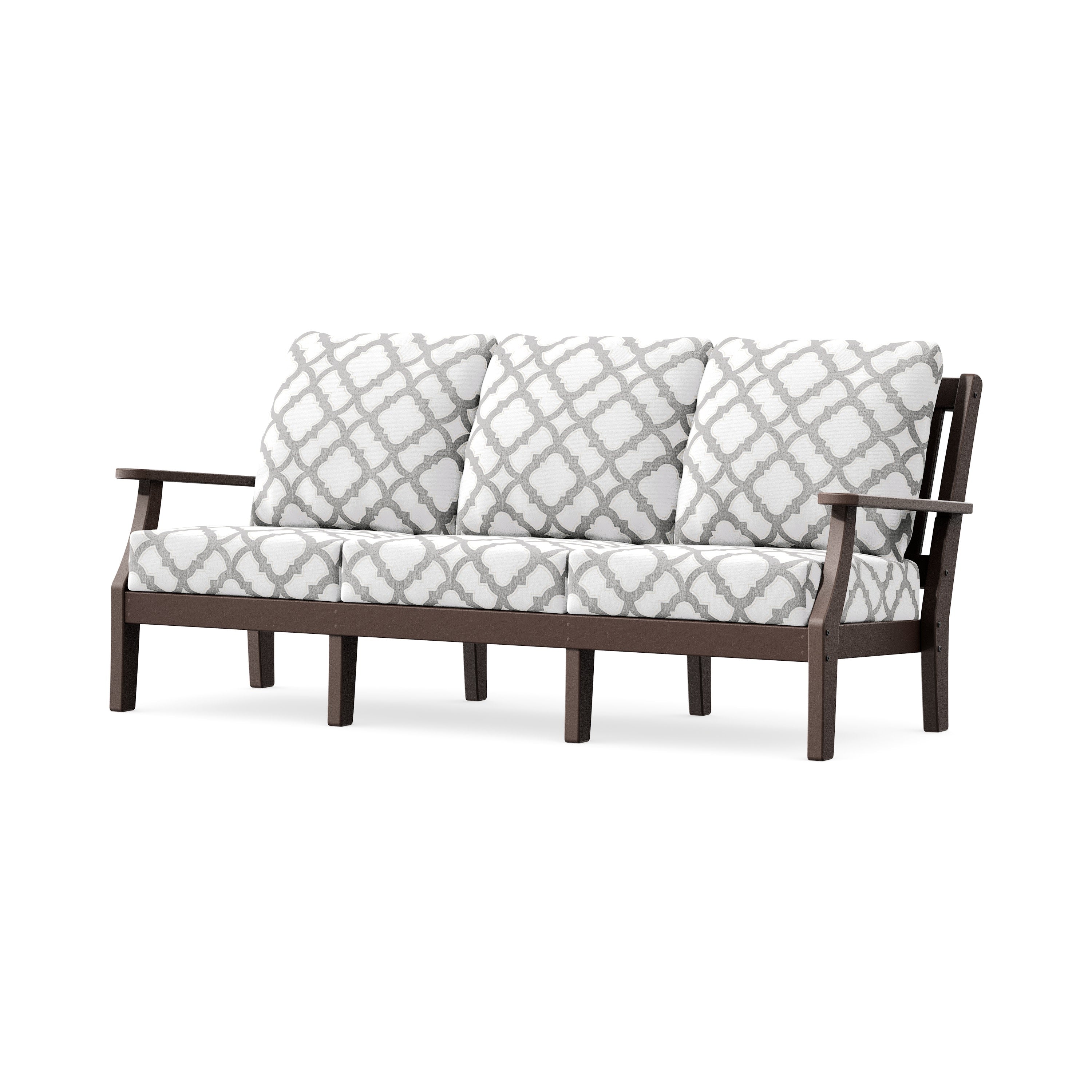 Chinoiserie Deep Seating Sofa in Mahogany / Trellis Grey Mist