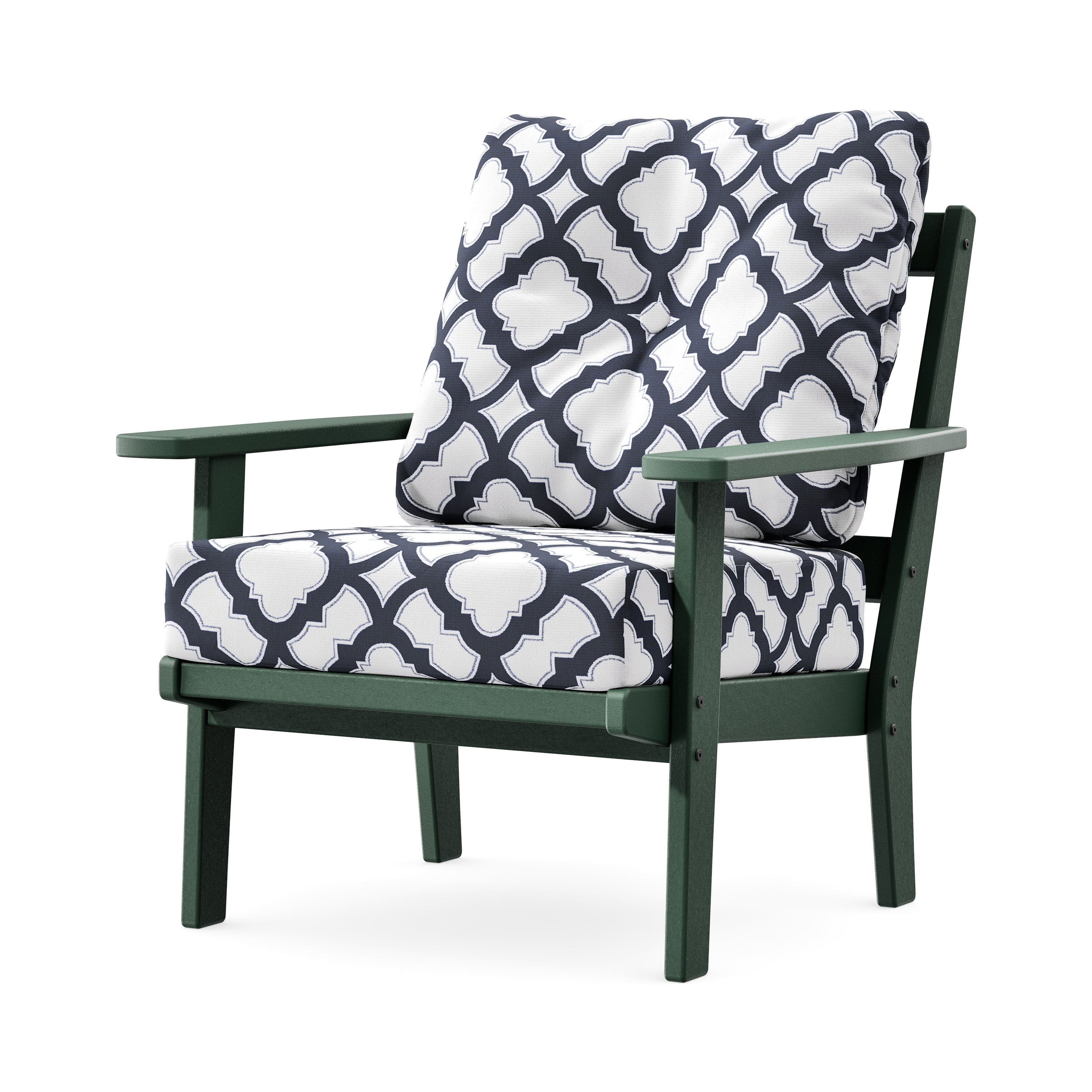 Prairie Deep Seating Chair in Green / Trellis Navy
