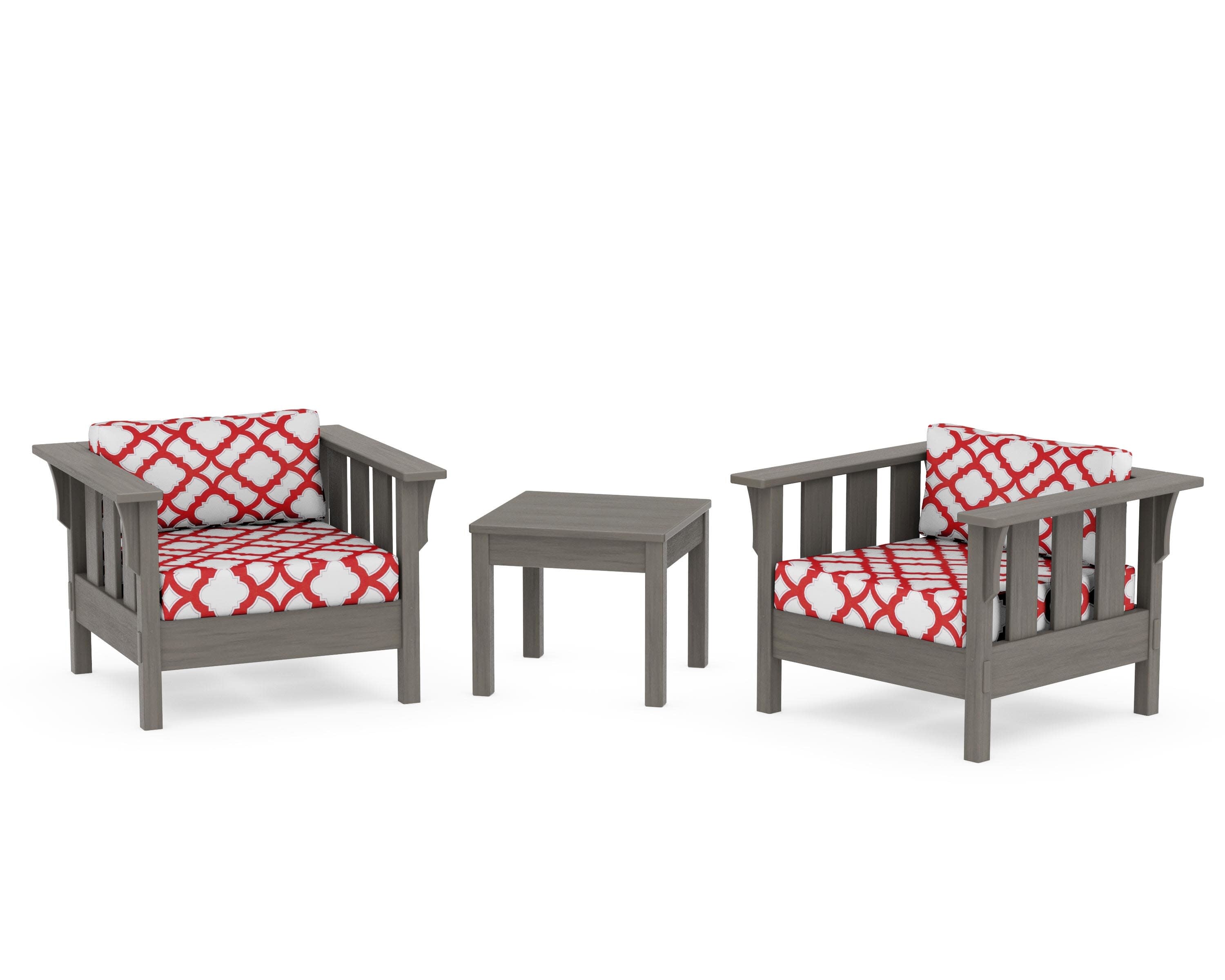Acadia 3-Piece Deep Seating Set in Driftwood / Trellis Crimson