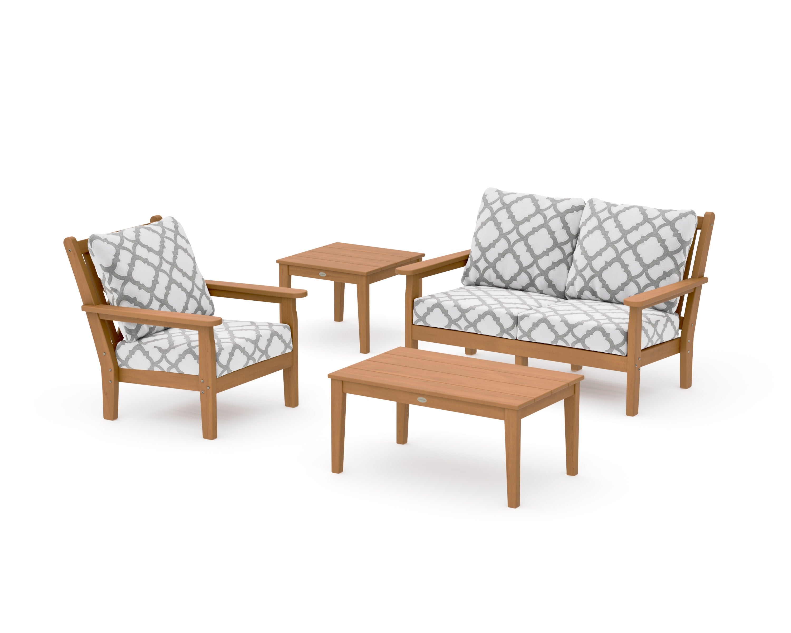 Chippendale 4-Piece Deep Seating Set in Natural / Trellis Grey Mist