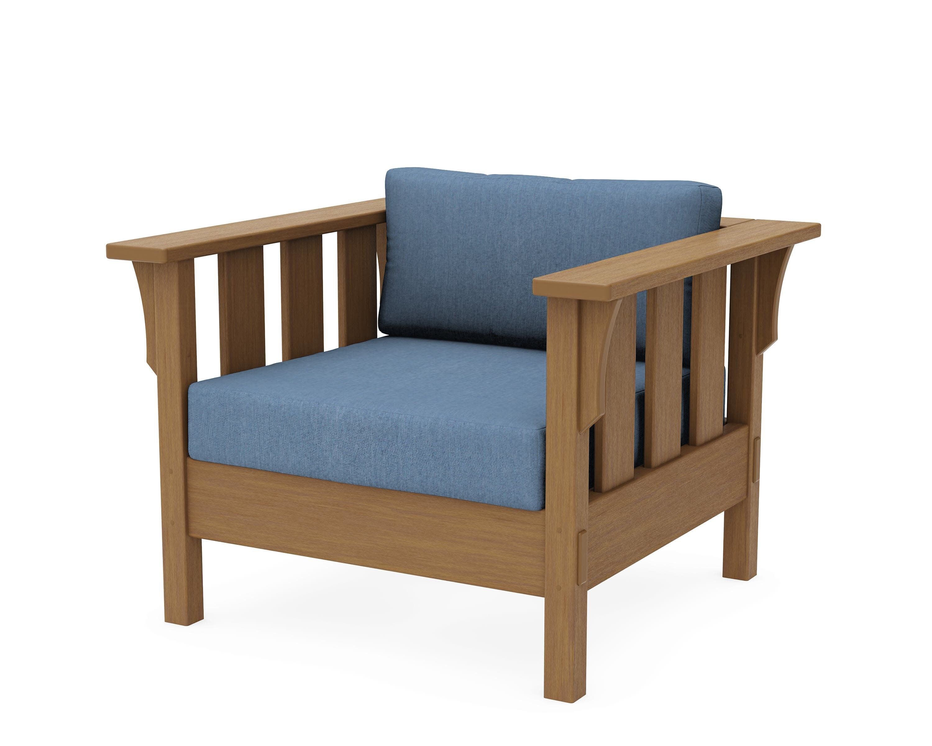 Acadia Deep Seating Chair in Natural / Sky Blue