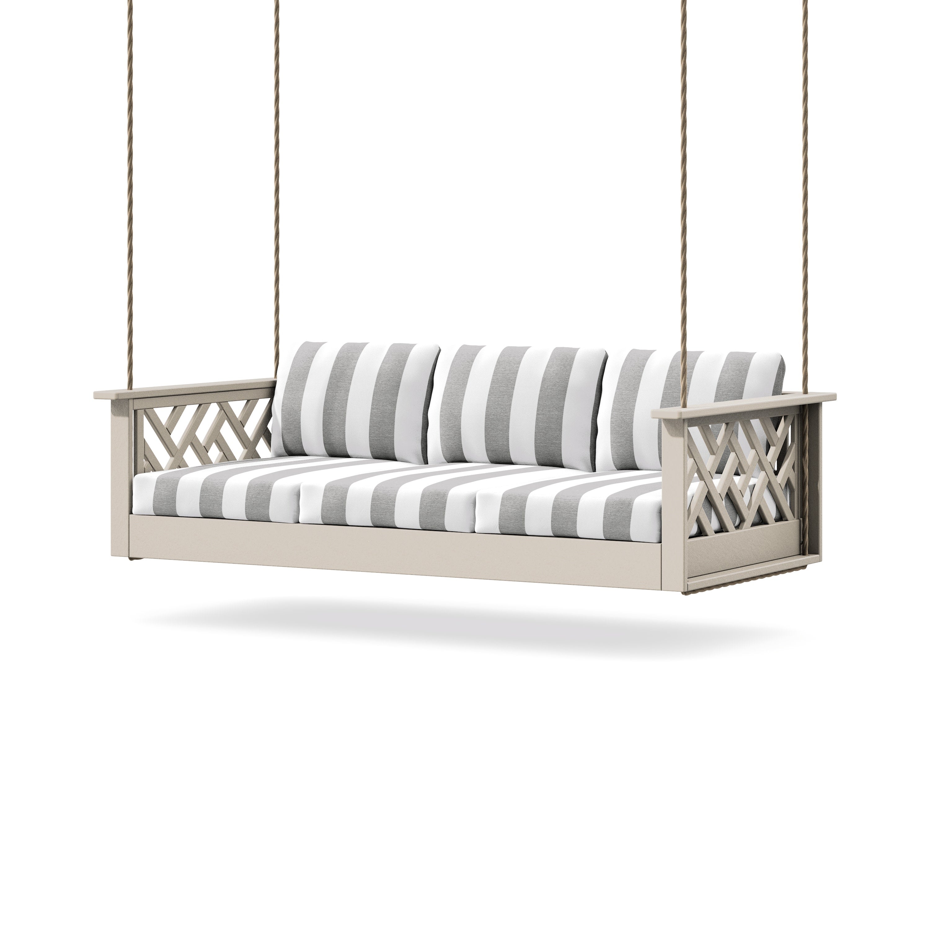 Chippendale Daybed Swing in Sand / Cabana Stripe Grey Mist