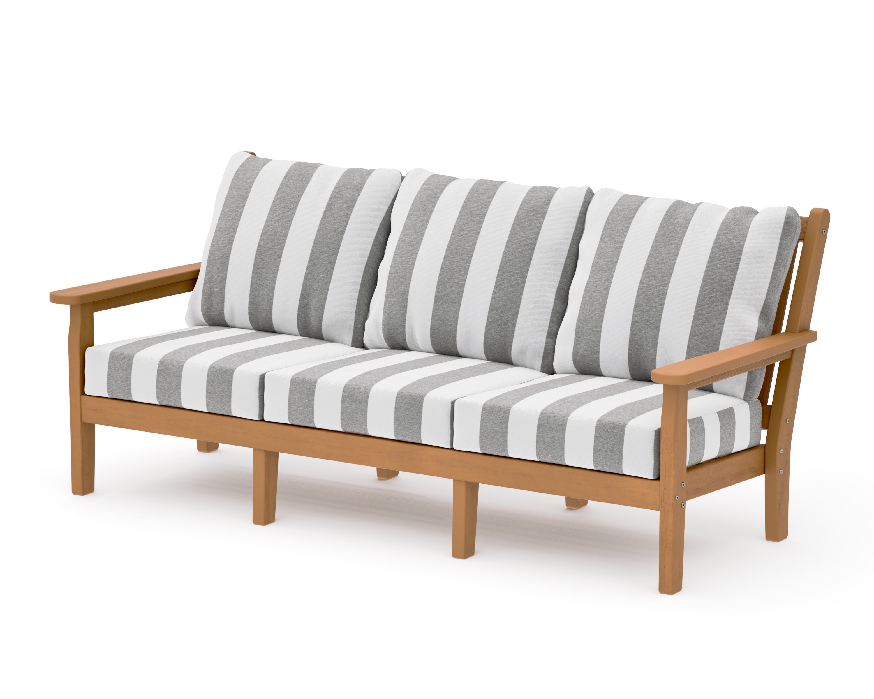 Chippendale Deep Seating Sofa in Natural / Cabana Stripe Grey Mist