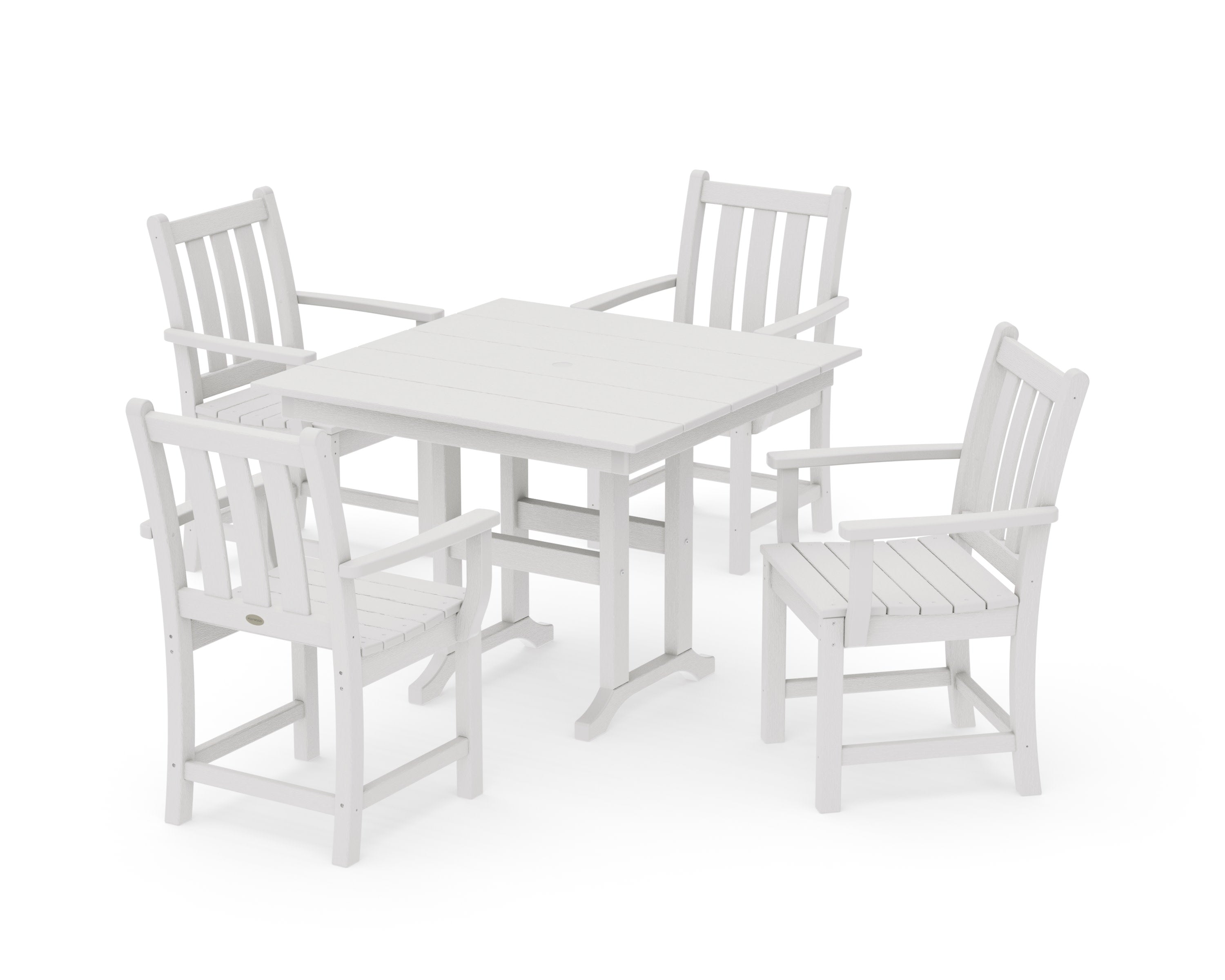 Traditional Garden 5-Piece Farmhouse Dining Set in Vintage White
