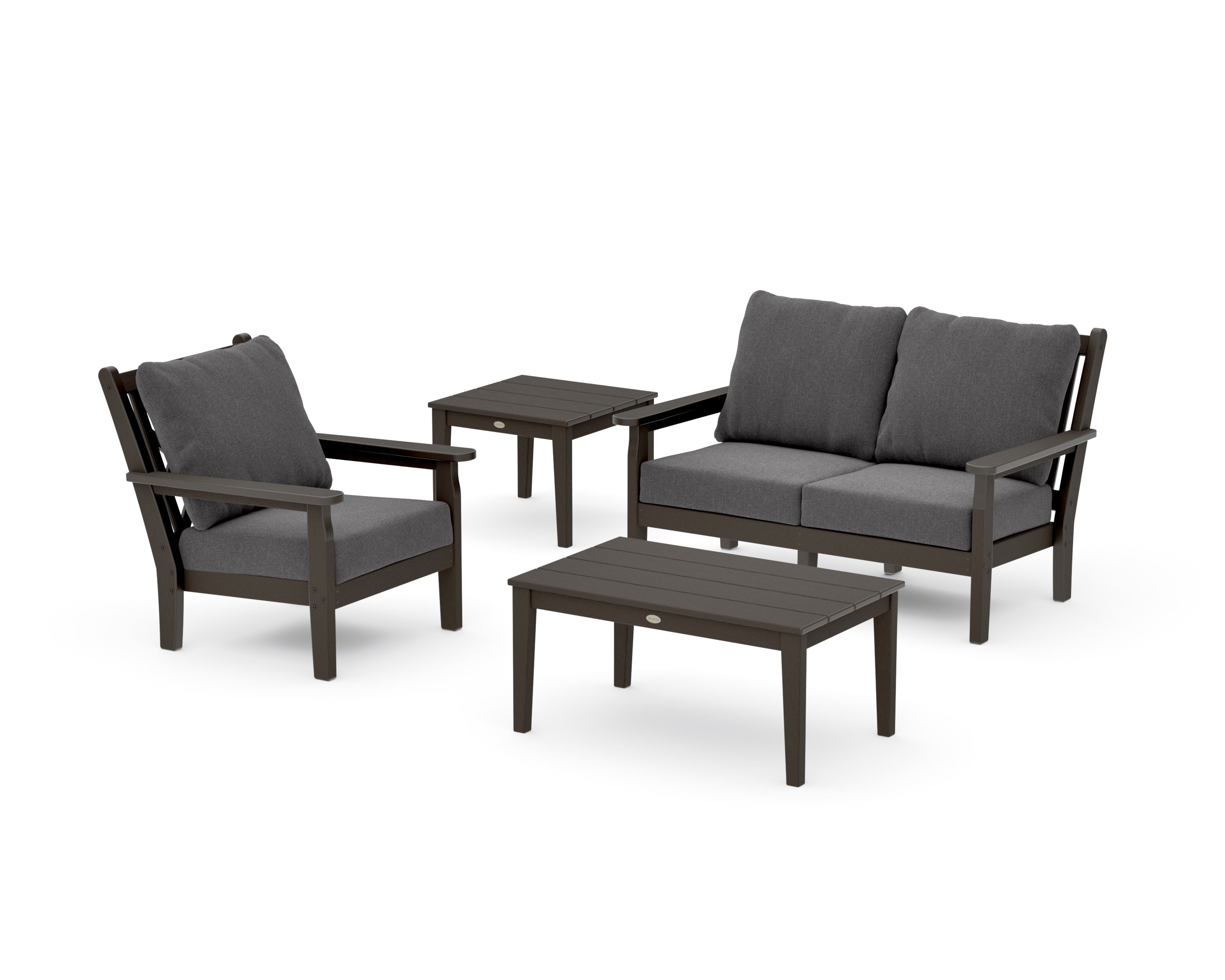 Chippendale 4-Piece Deep Seating Set in Vintage Coffee / Ash Charcoal