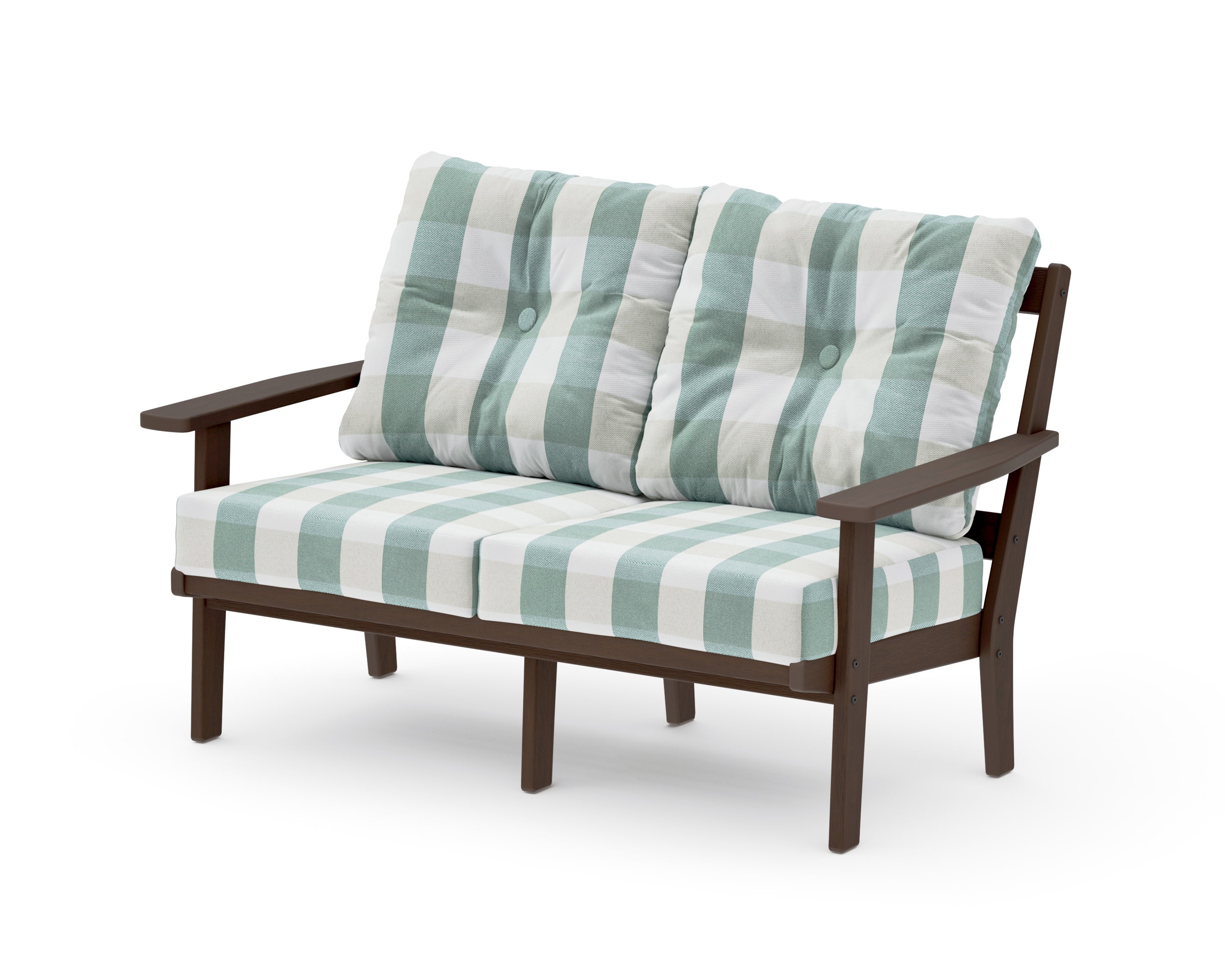 Oxford Deep SeatingLoveseat in Kona / Buffalo Plaid Glacier Spa