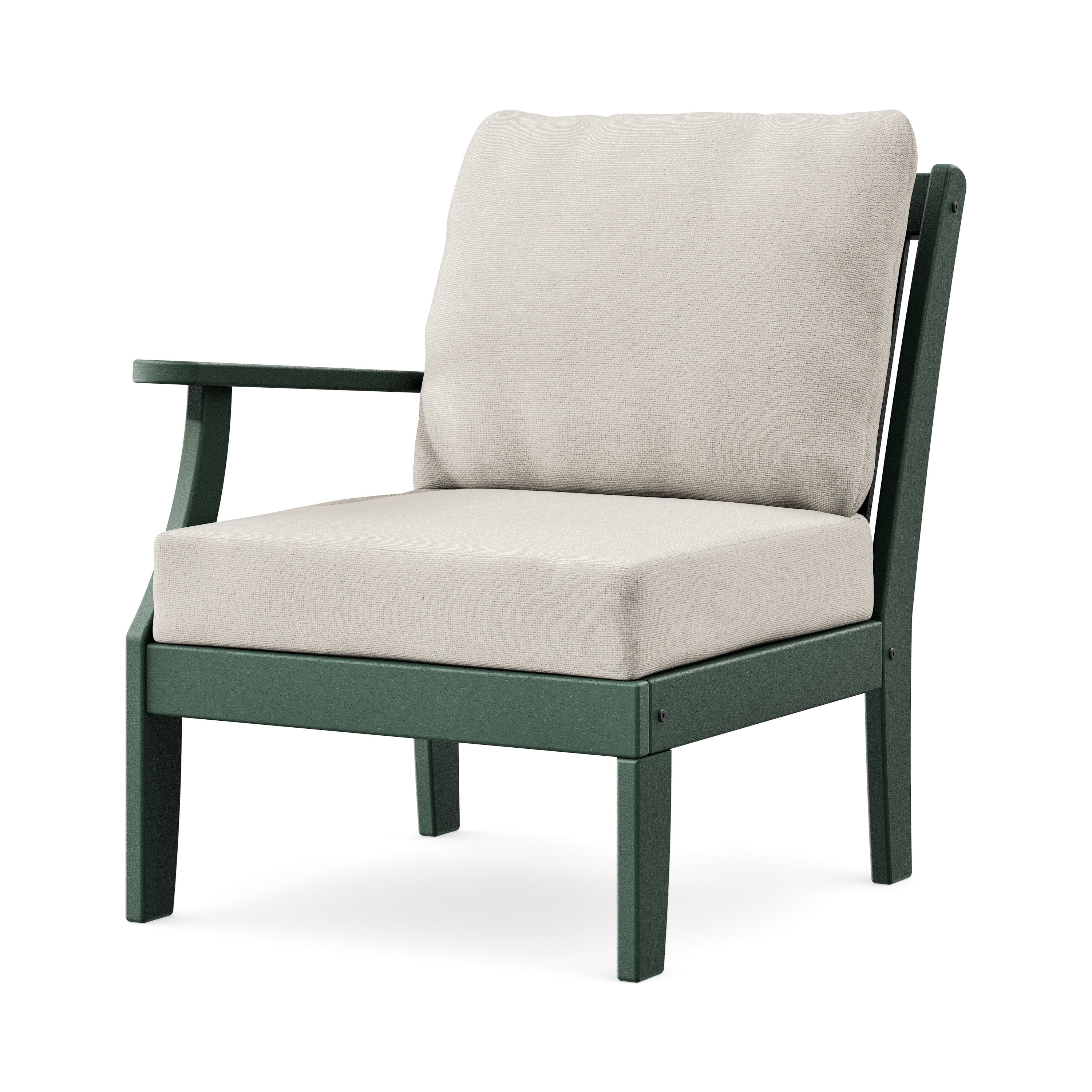 Braxton Modular Left Arm Chair in Green / Dune Burlap