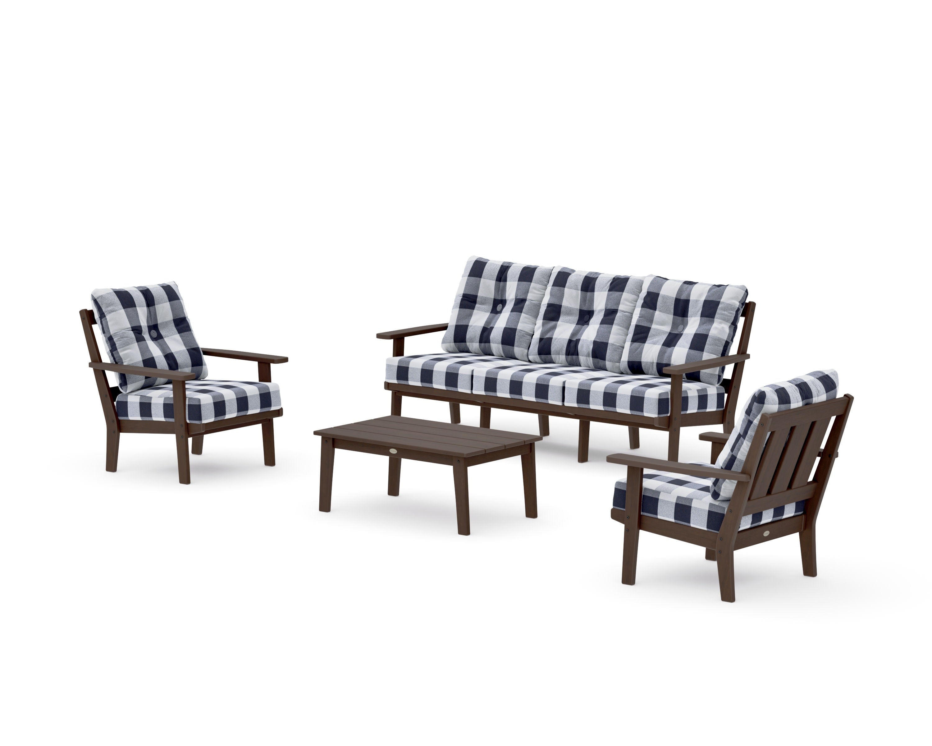 Oxford 4-Piece Deep Seating Set with Sofa in Kona / Buffalo Plaid Navy