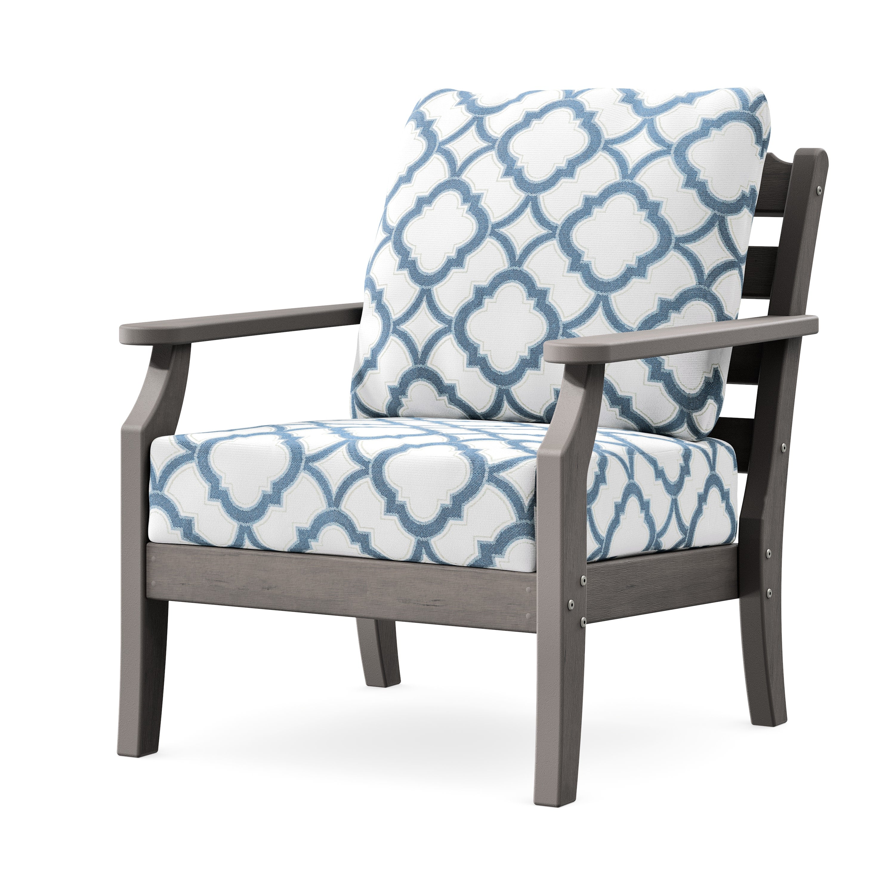 Savannah Deep Seating Chair in Driftwood / Trellis Sky Blue