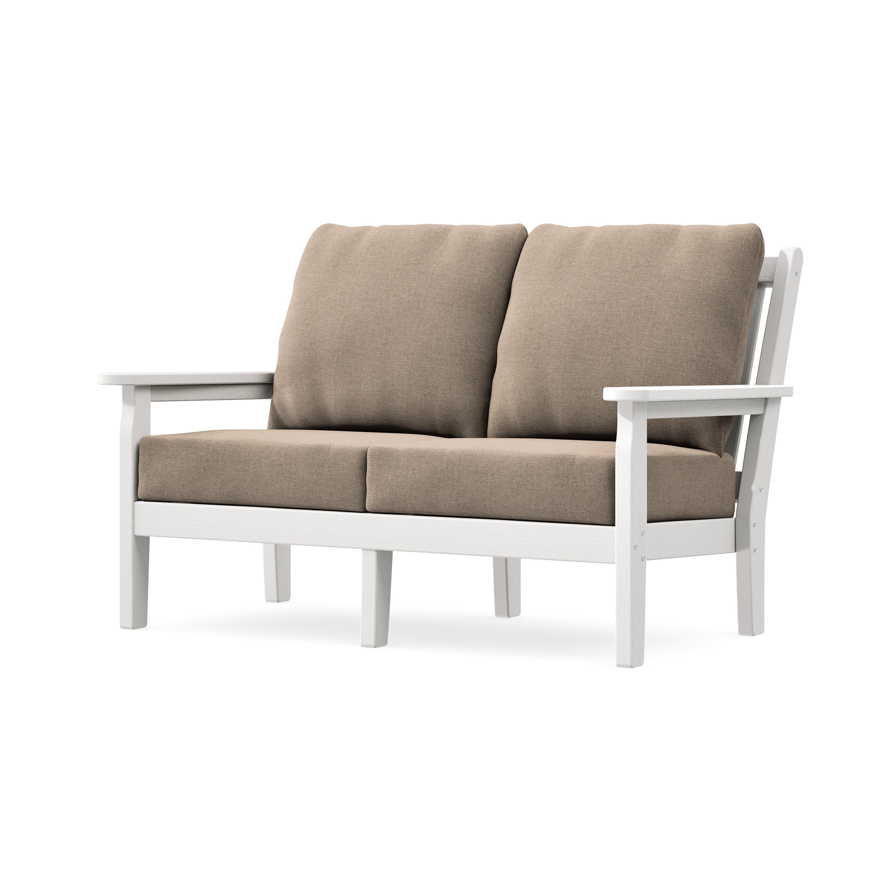 Chippendale Deep Seating Loveseat in Vintage White / Spiced Burlap