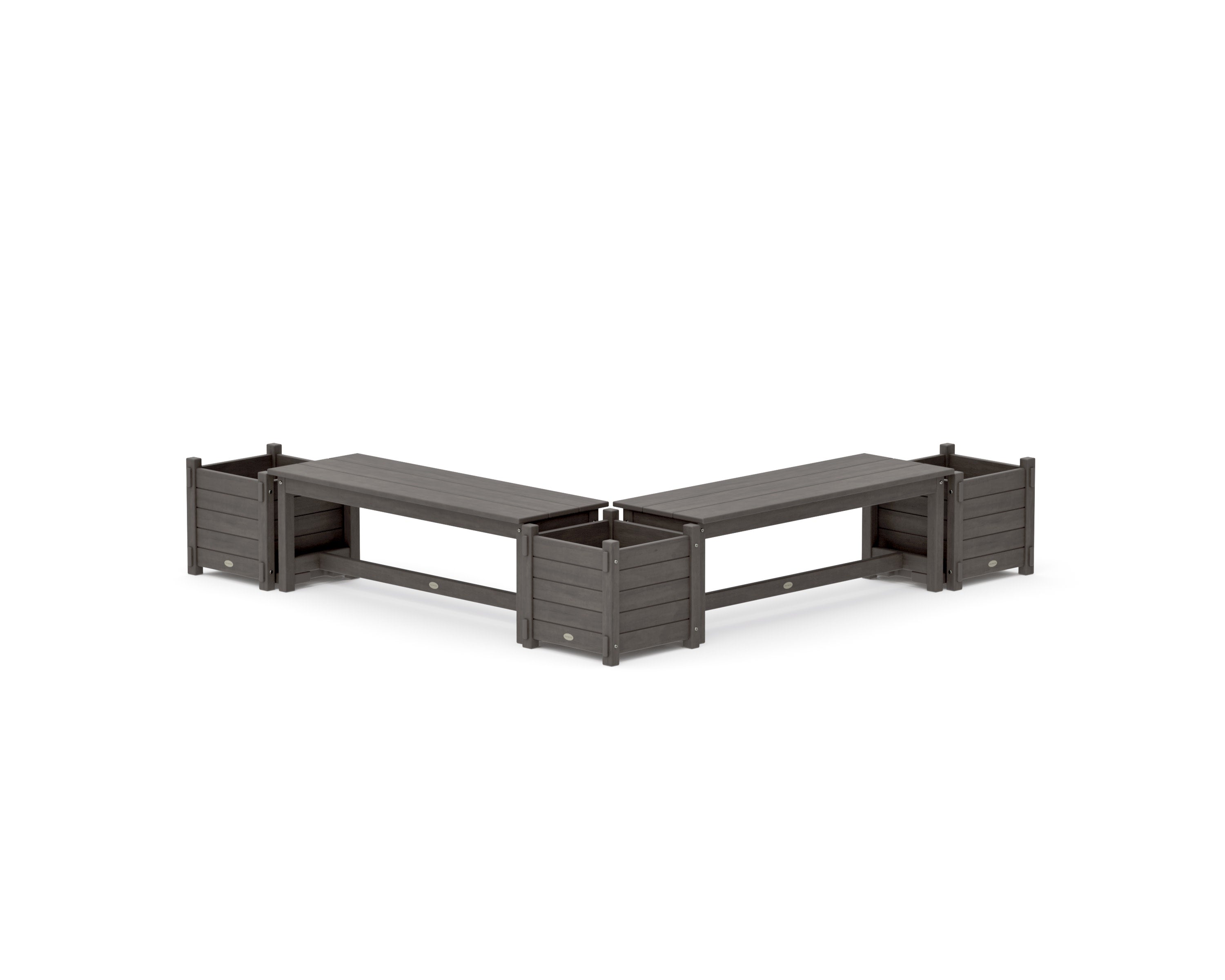 48" Nautical L- Shaped Planter Bench Corner Set in Driftwood