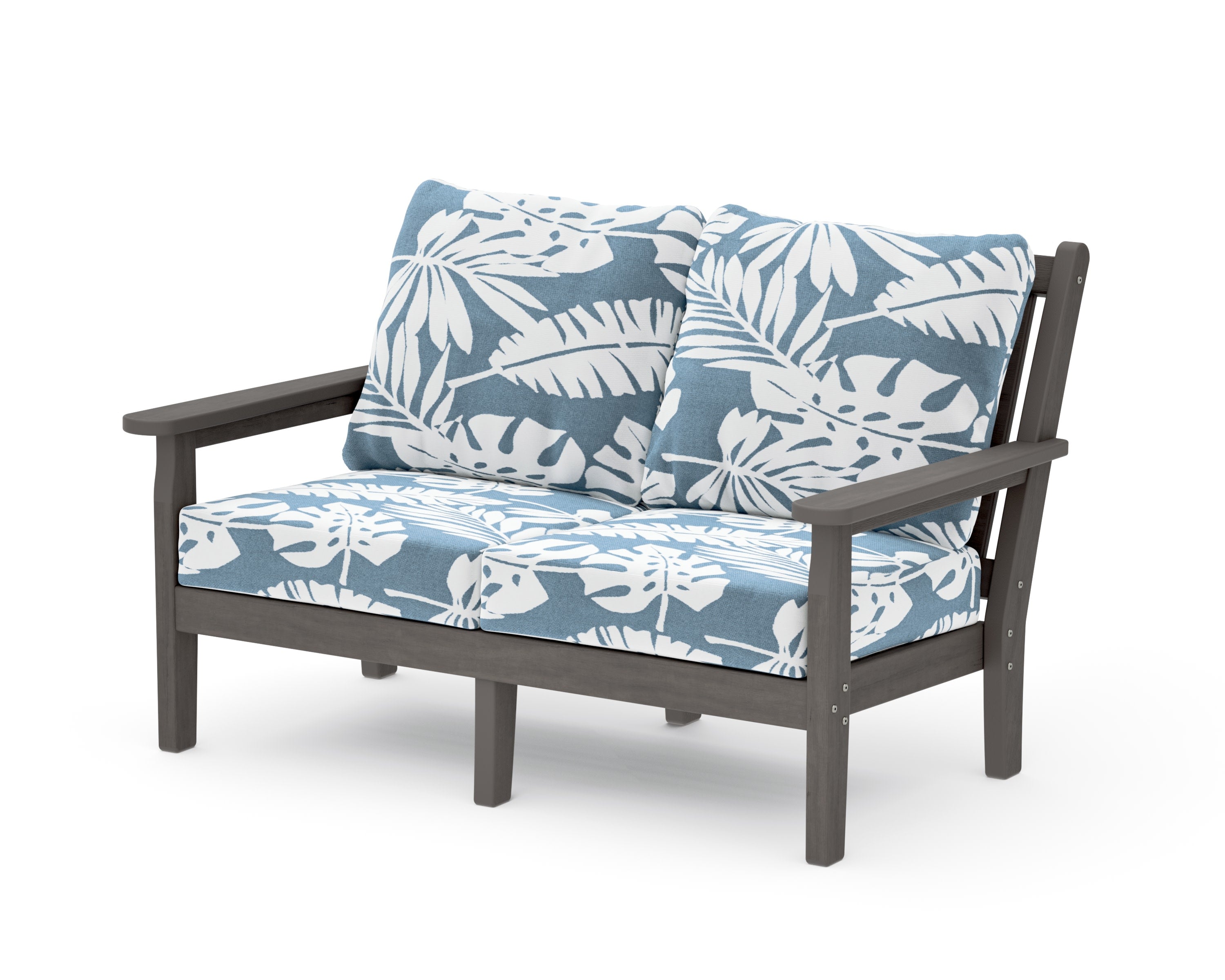 Chippendale Deep Seating Loveseat in Driftwood / Leaf Sky Blue
