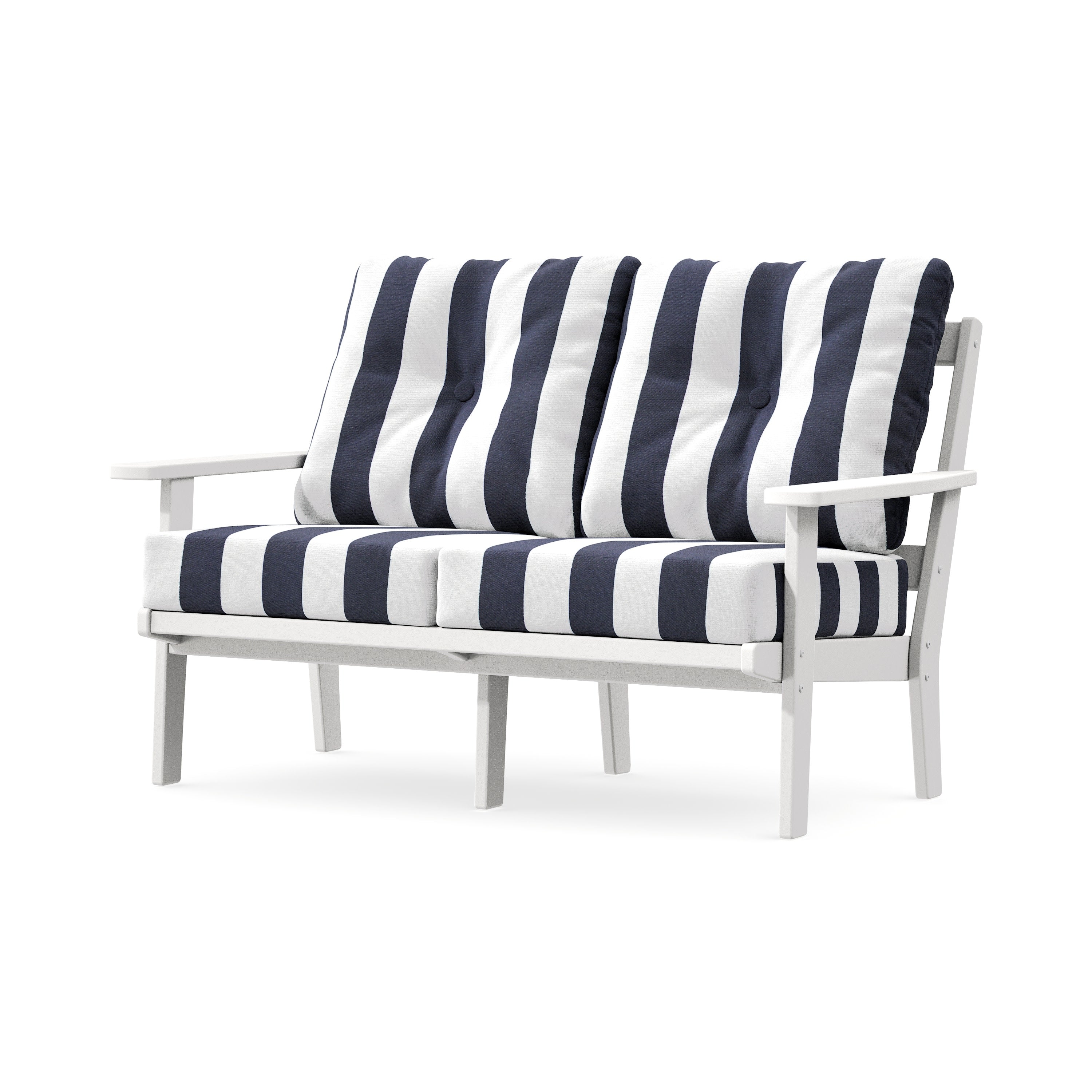 Oxford Deep SeatingLoveseat in White / Cabana Stripe Navy