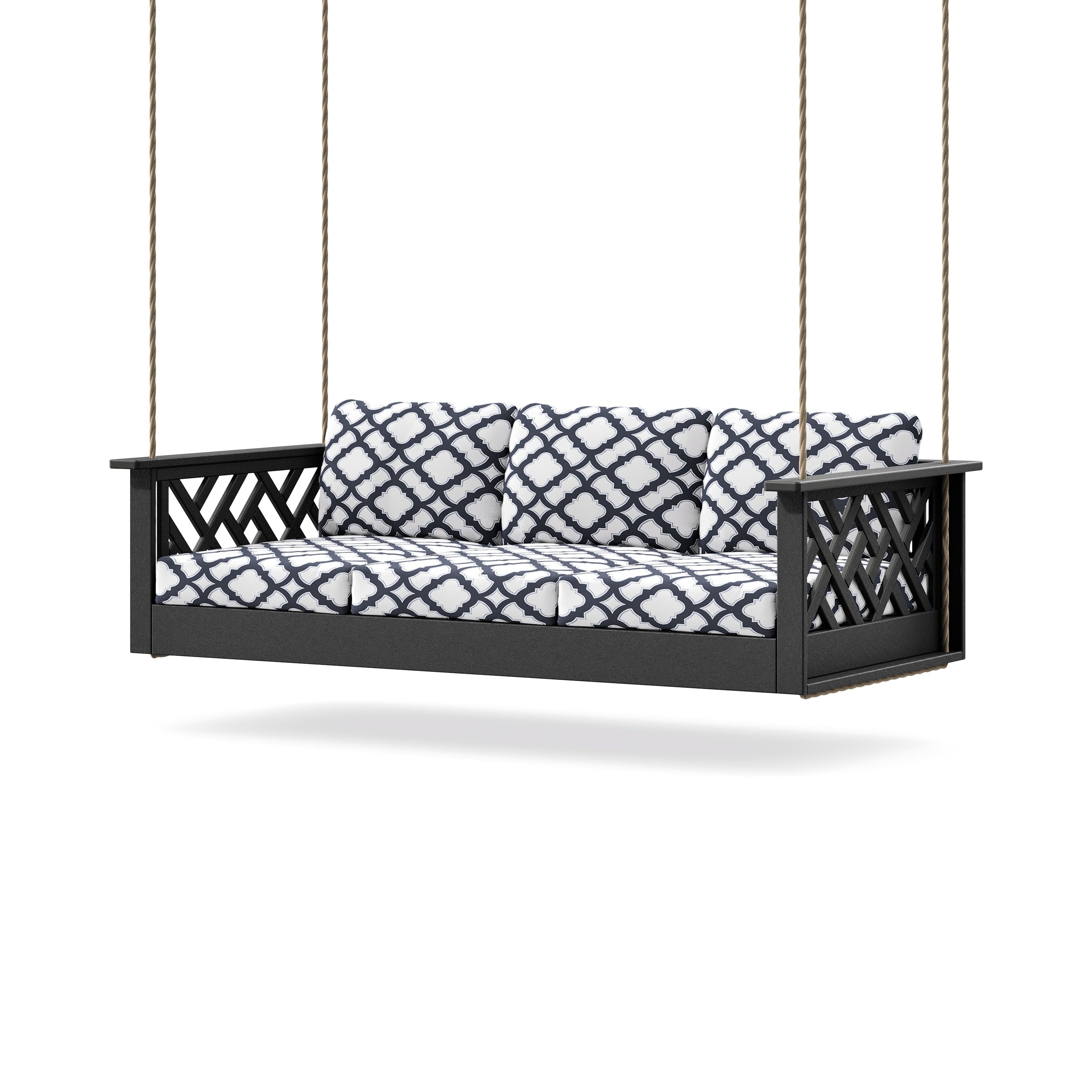 Chippendale Daybed Swing in Black / Trellis Navy