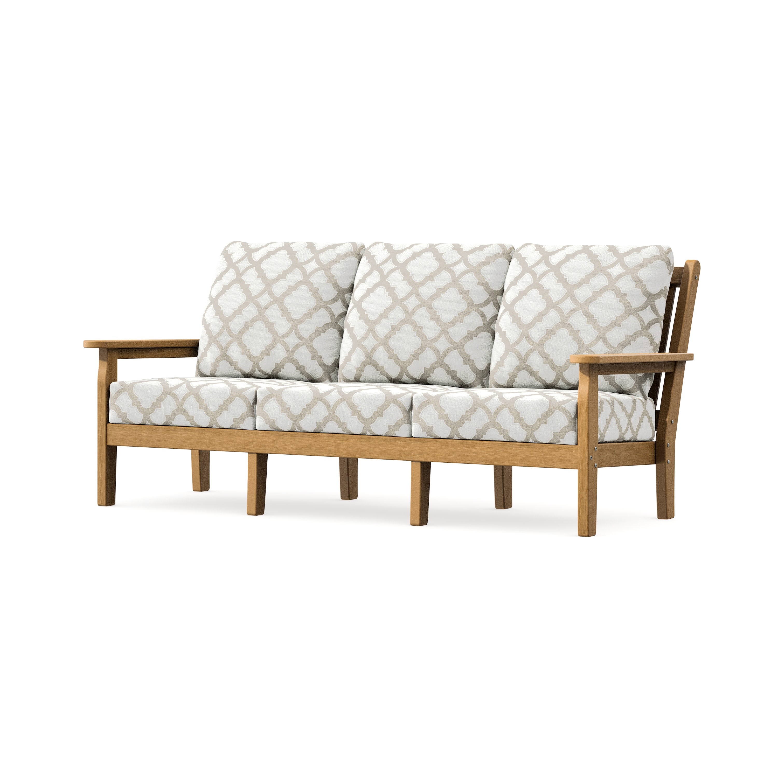 Chippendale Deep Seating Sofa in Natural / Trellis Dune Burlap