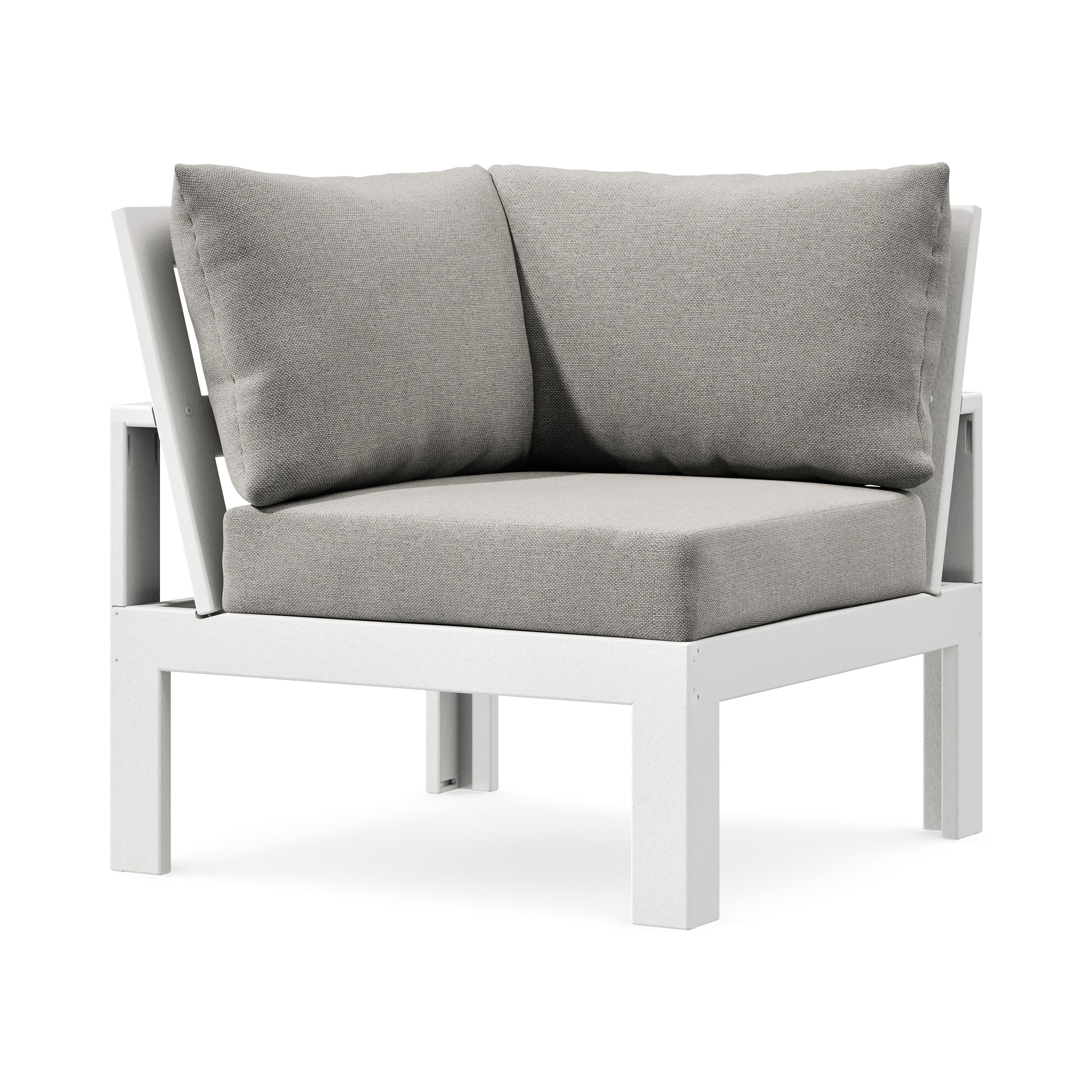 Modular Corner Chair in White / Weathered Tweed