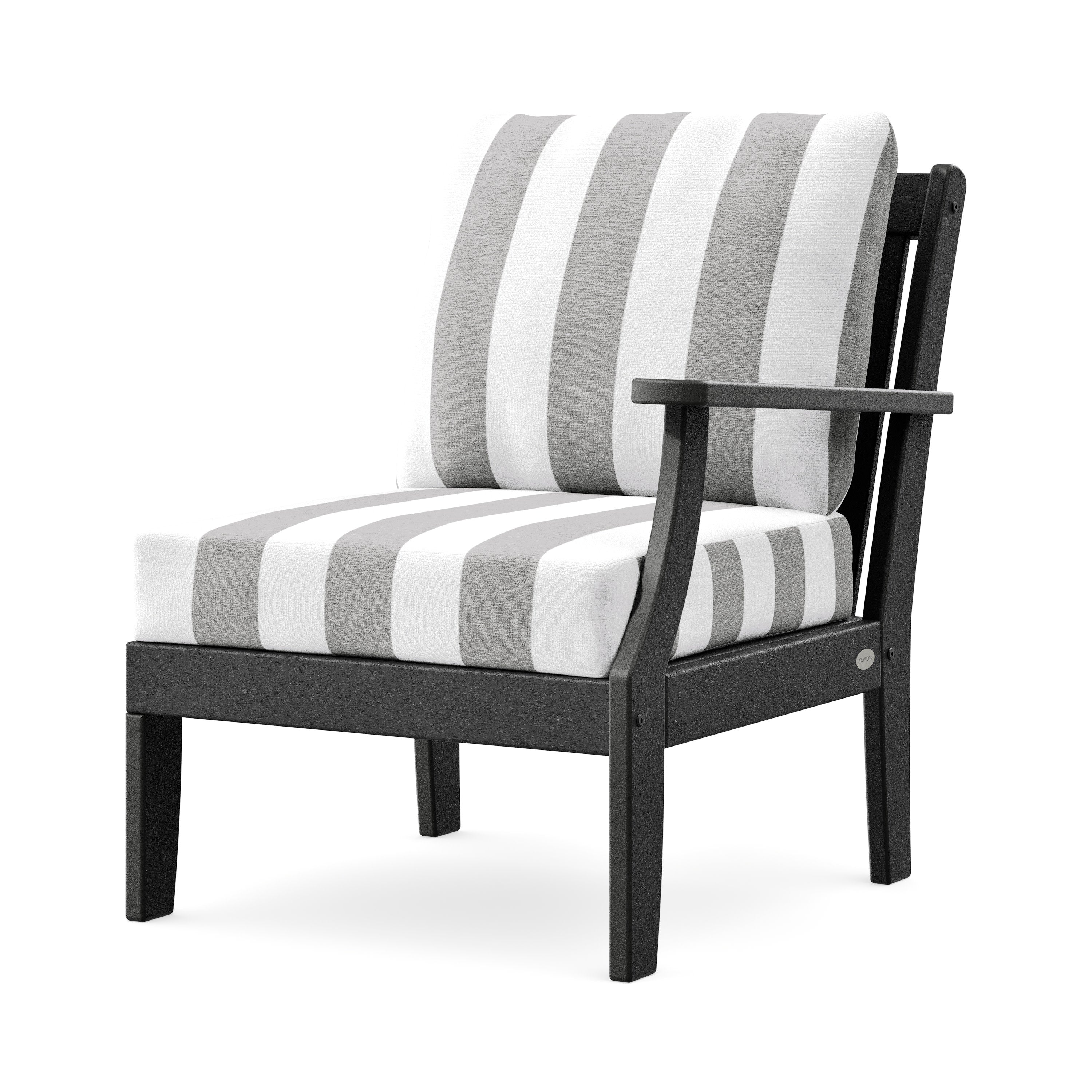 Braxton Modular Right Arm Chair in Black / Cabana Stripe Grey Mist