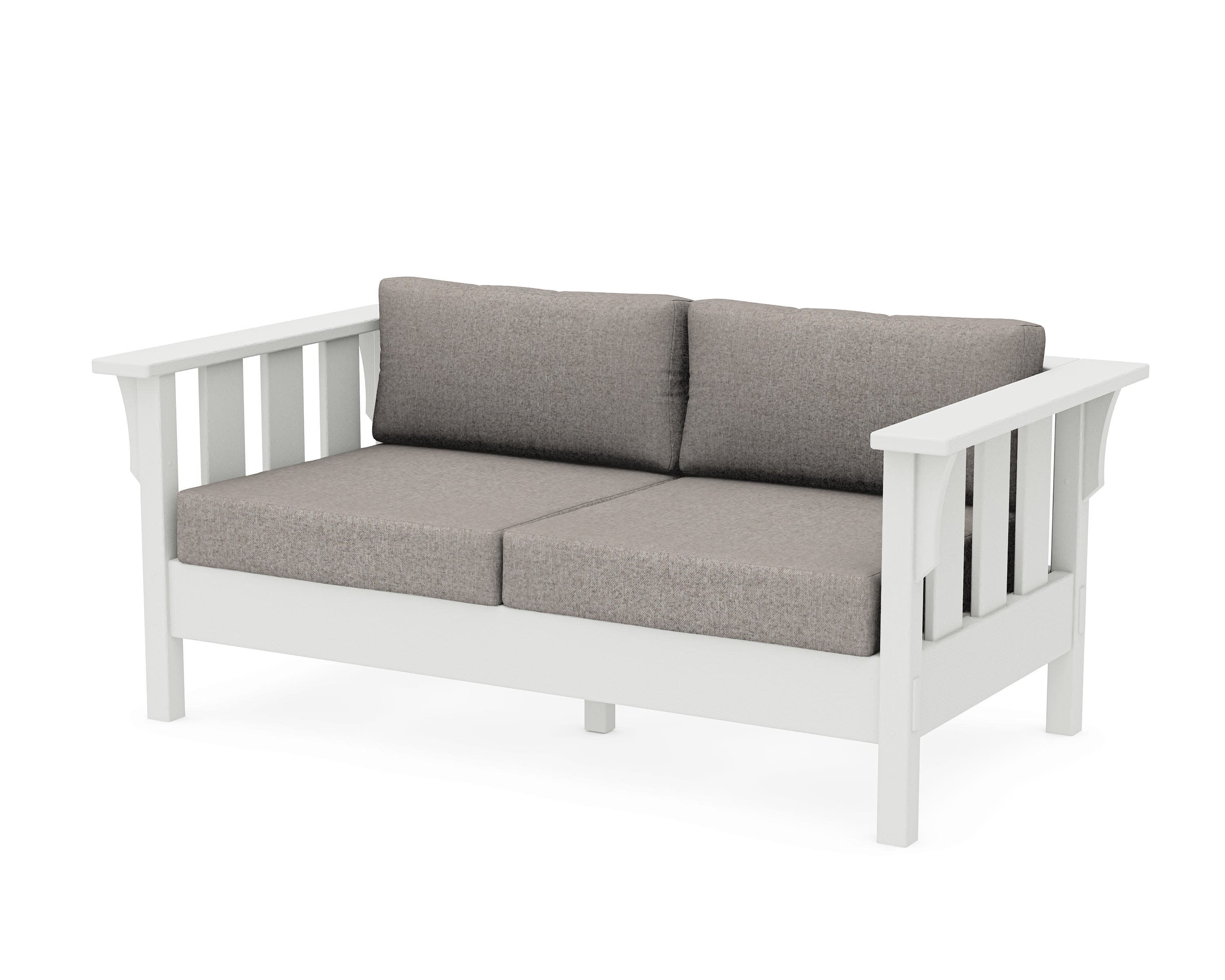 Acadia Deep Seating Loveseat in Vintage White / Weathered Tweed