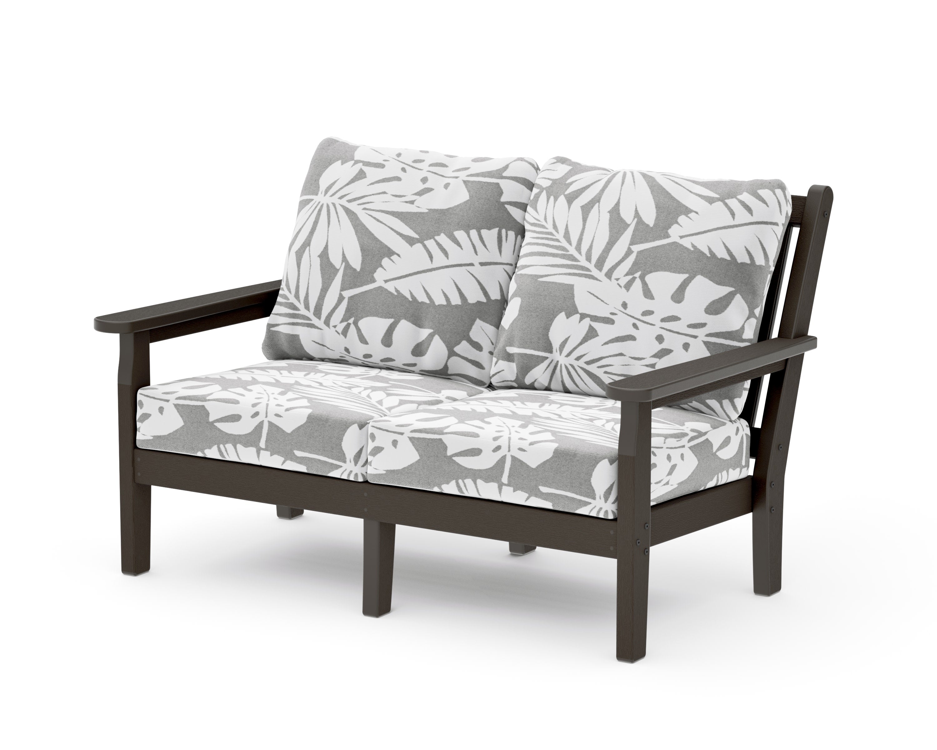 Chippendale Deep Seating Loveseat in Vintage Coffee / Leaf Grey Mist