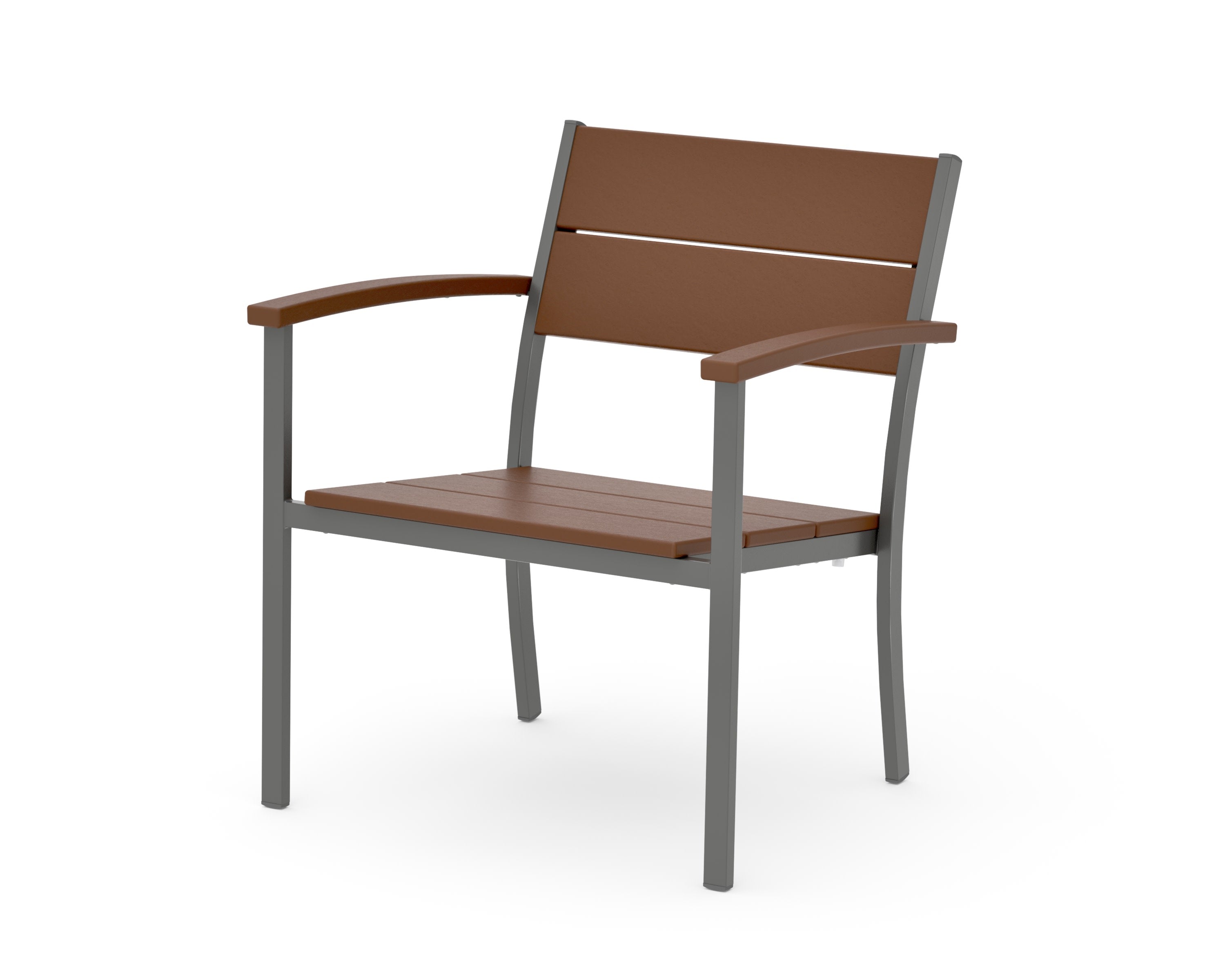 Main Street Stacking Lounge Arm Chair in Charcoal / Teak