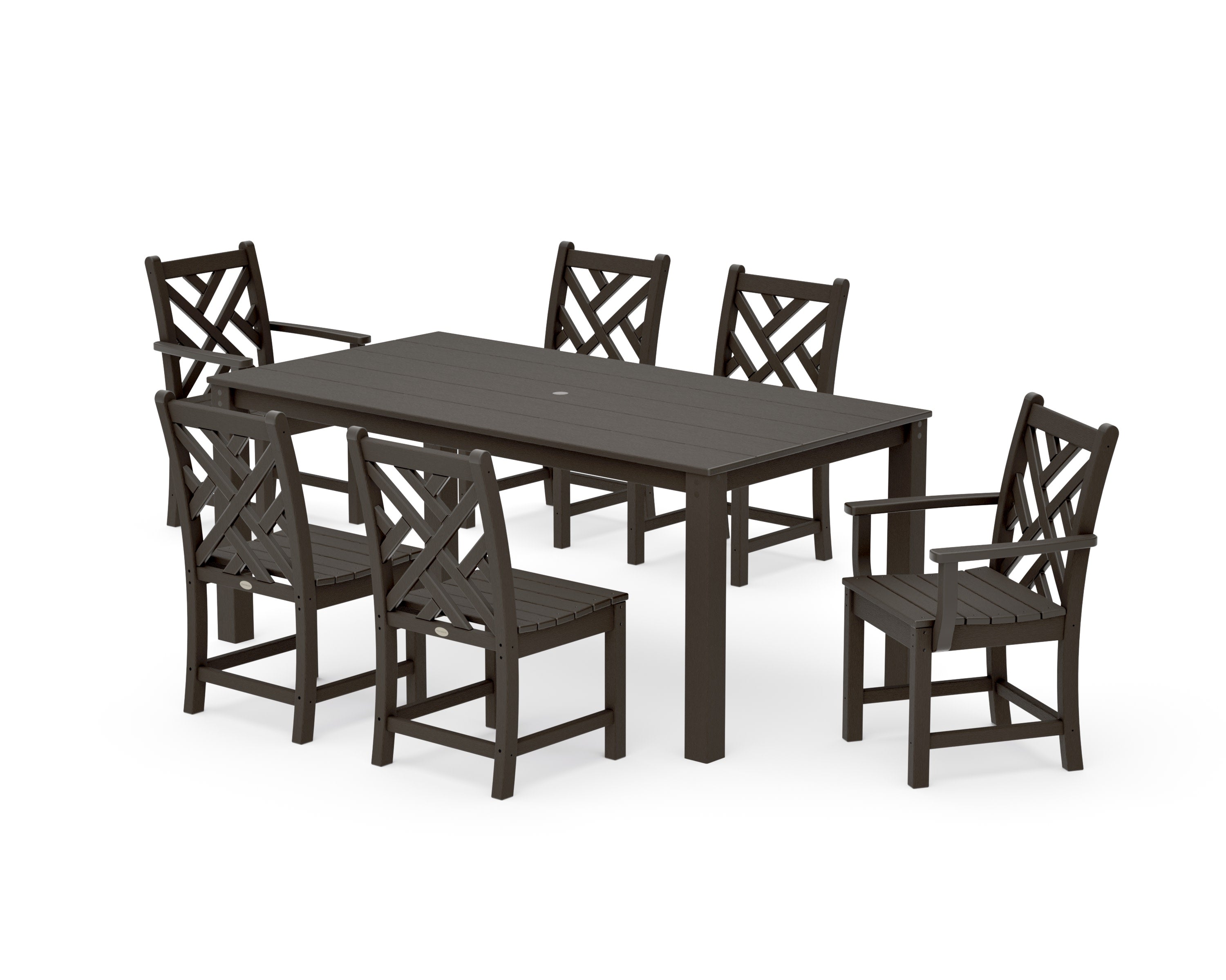 Chippendale 7-Piece Parsons Dining Set in Vintage Coffee