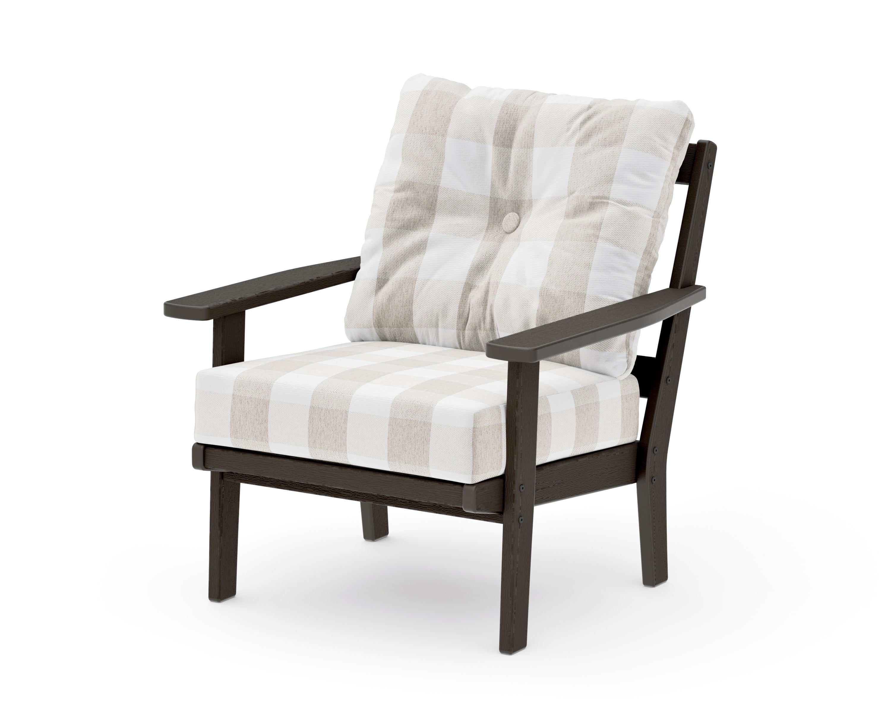 Prairie Deep Seating Chair in Vintage Coffee / Buffalo Plaid Dune Burlap