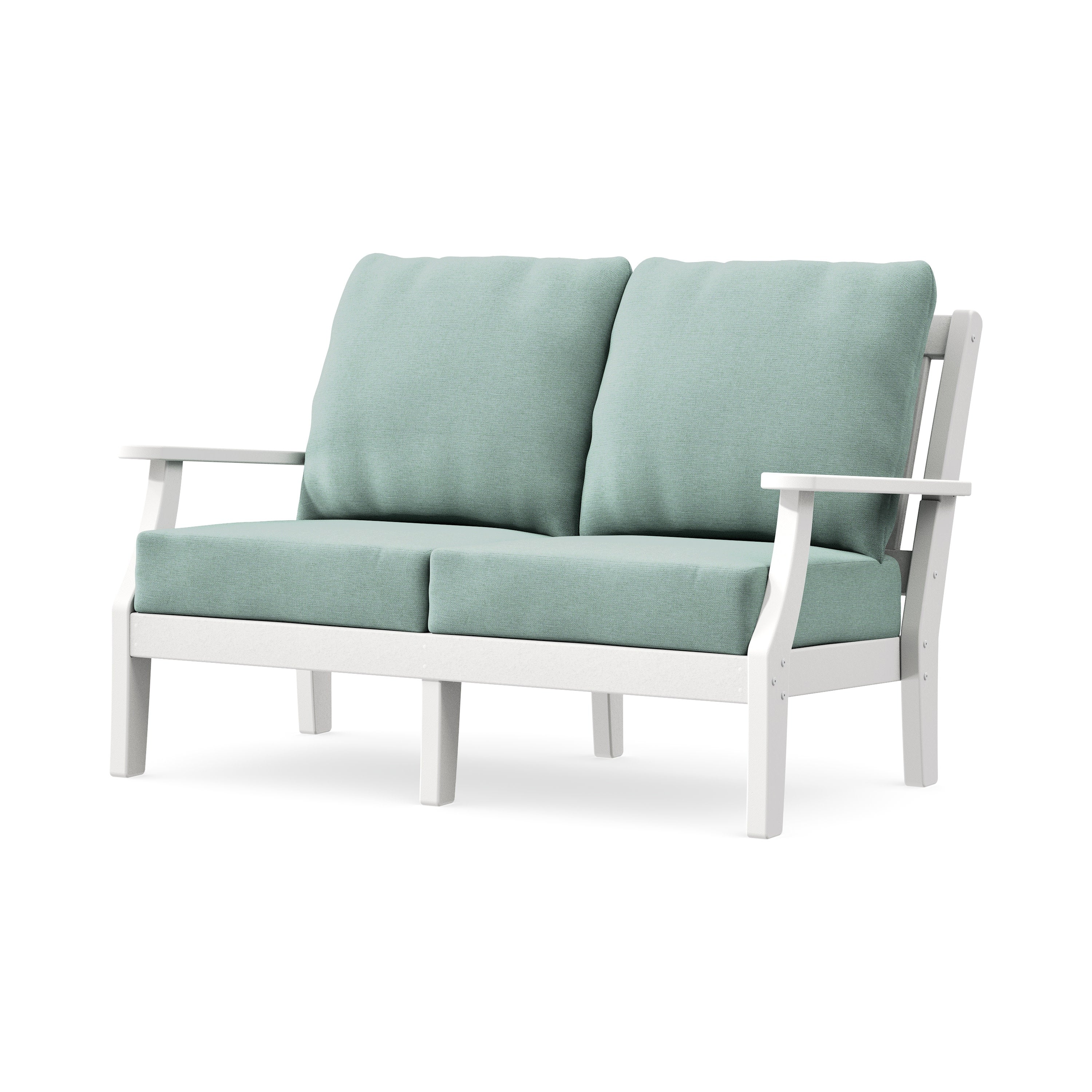 Chinoiserie Deep Seating Loveseat in White / Glacier Spa