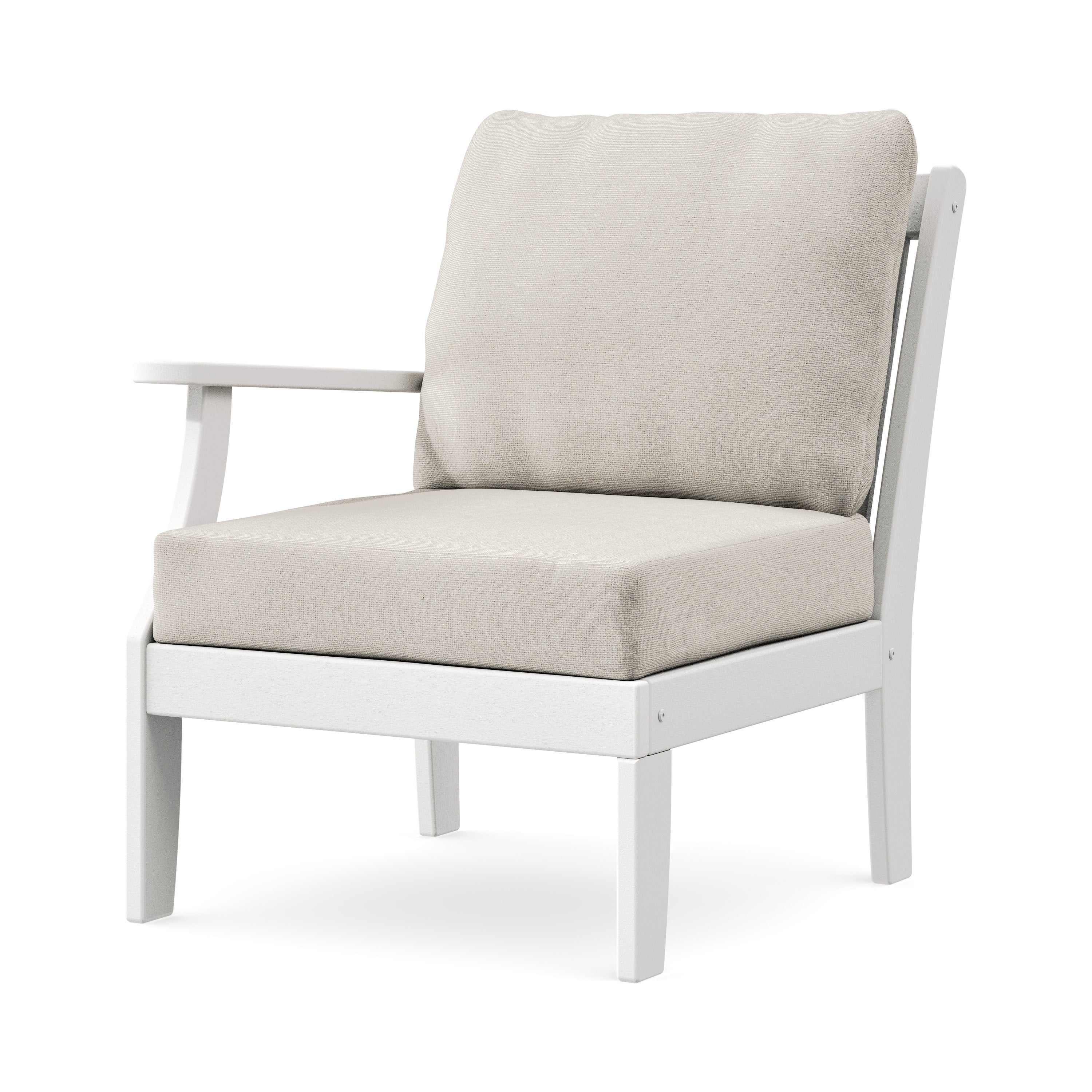 Braxton Modular Left Arm Chair in White / Dune Burlap