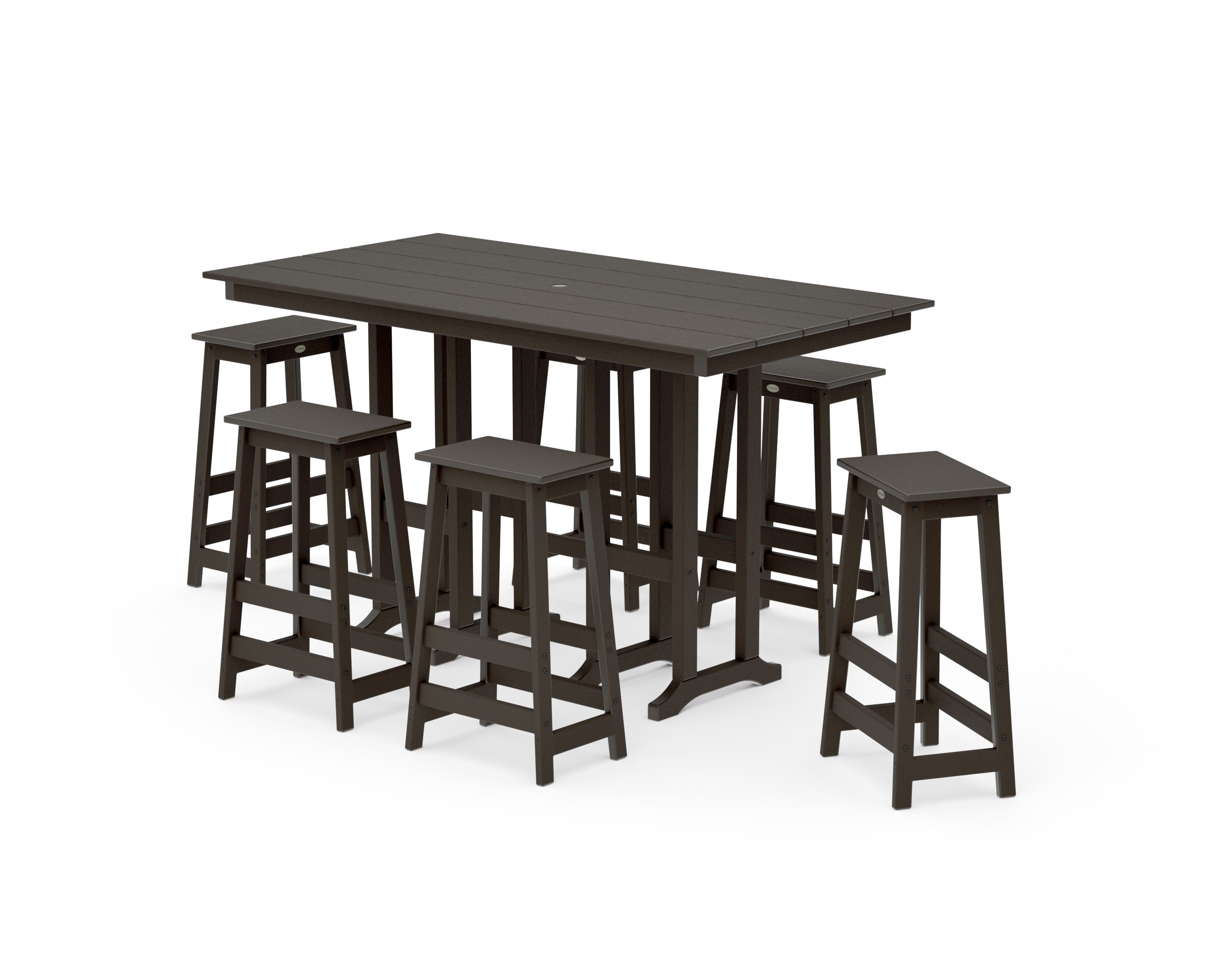 Modern Studio Bar Stool 7-Piece Set in Vintage Coffee