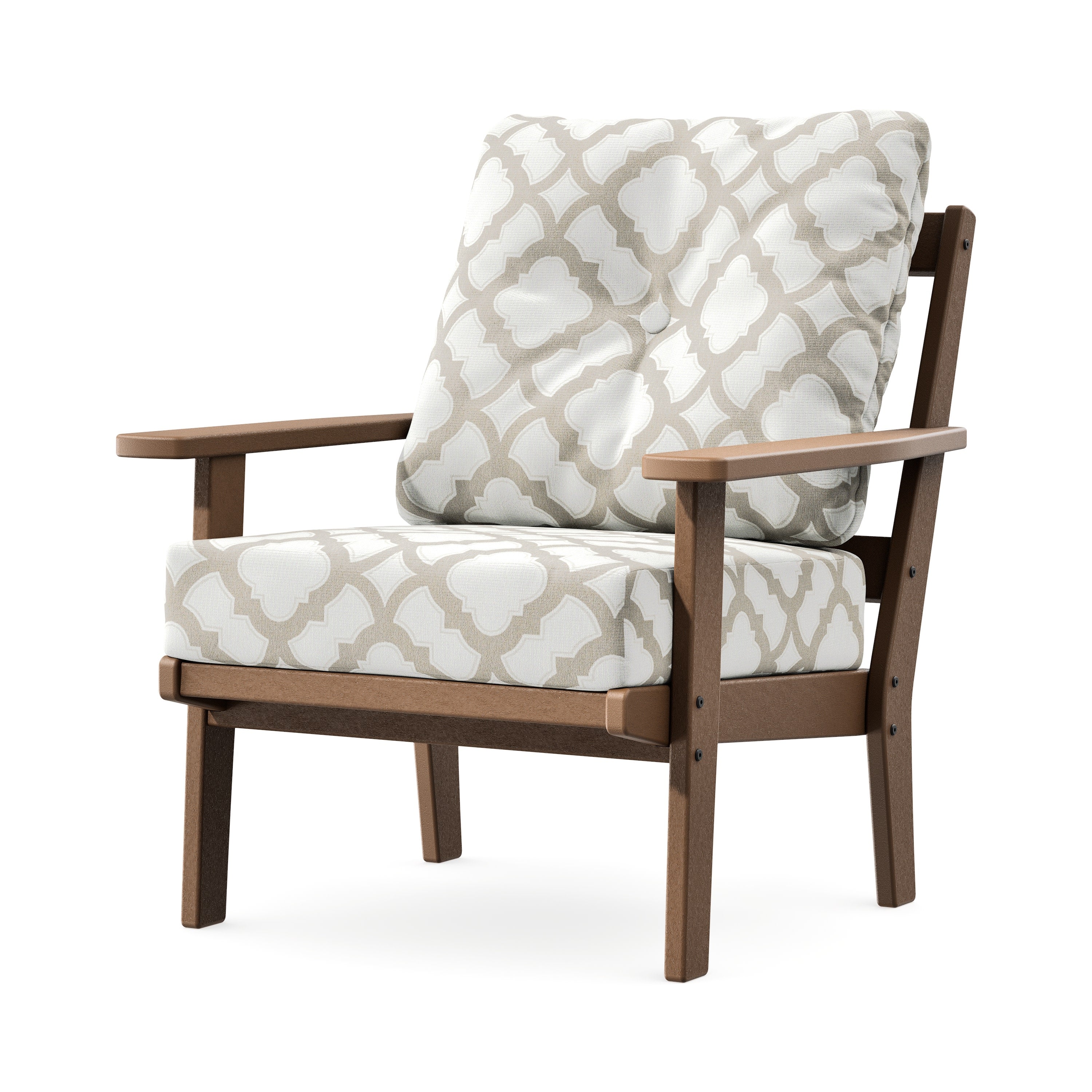 Prairie Deep Seating Chair in Teak / Trellis Dune Burlap