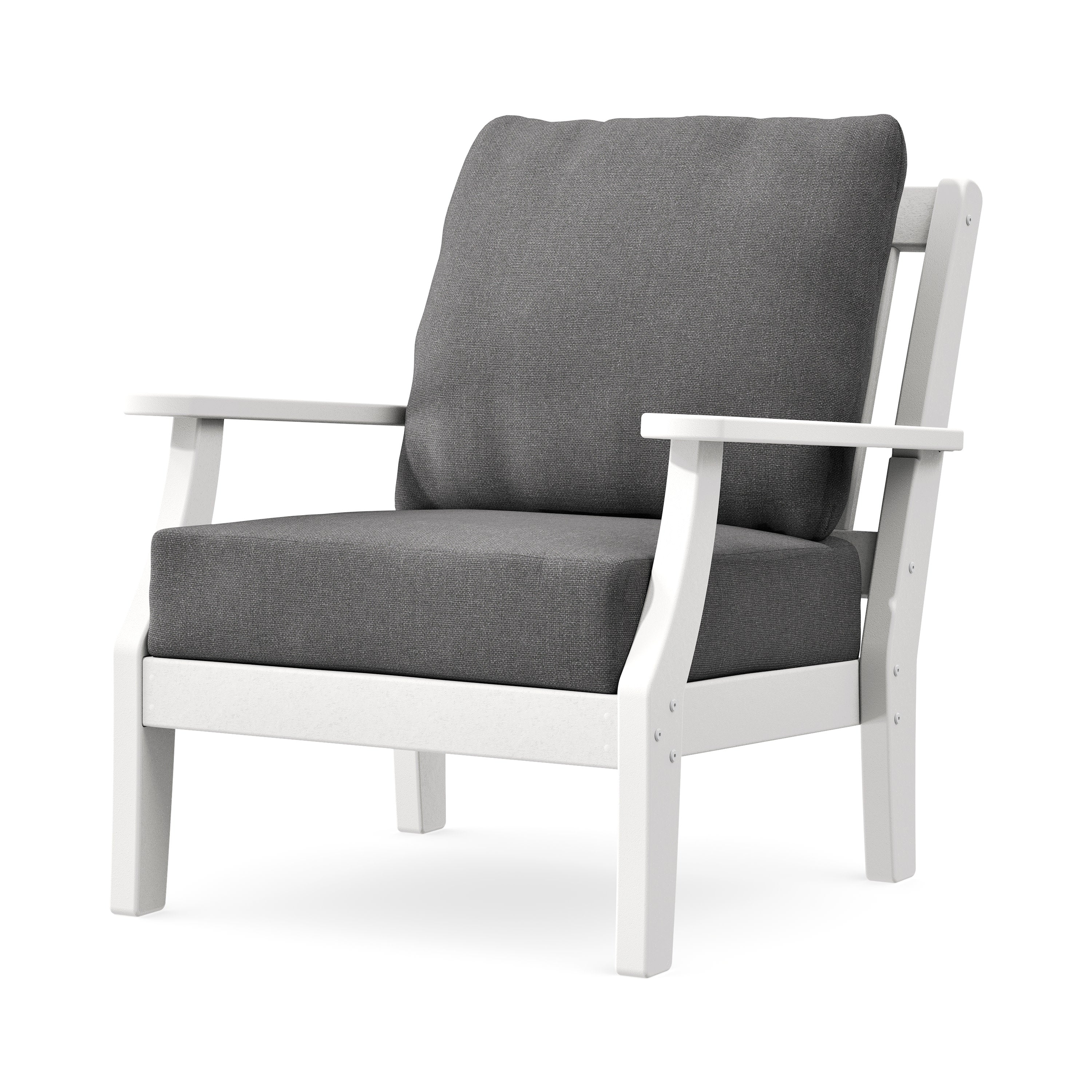 Chinoiserie Deep Seating Chair in White / Ash Charcoal