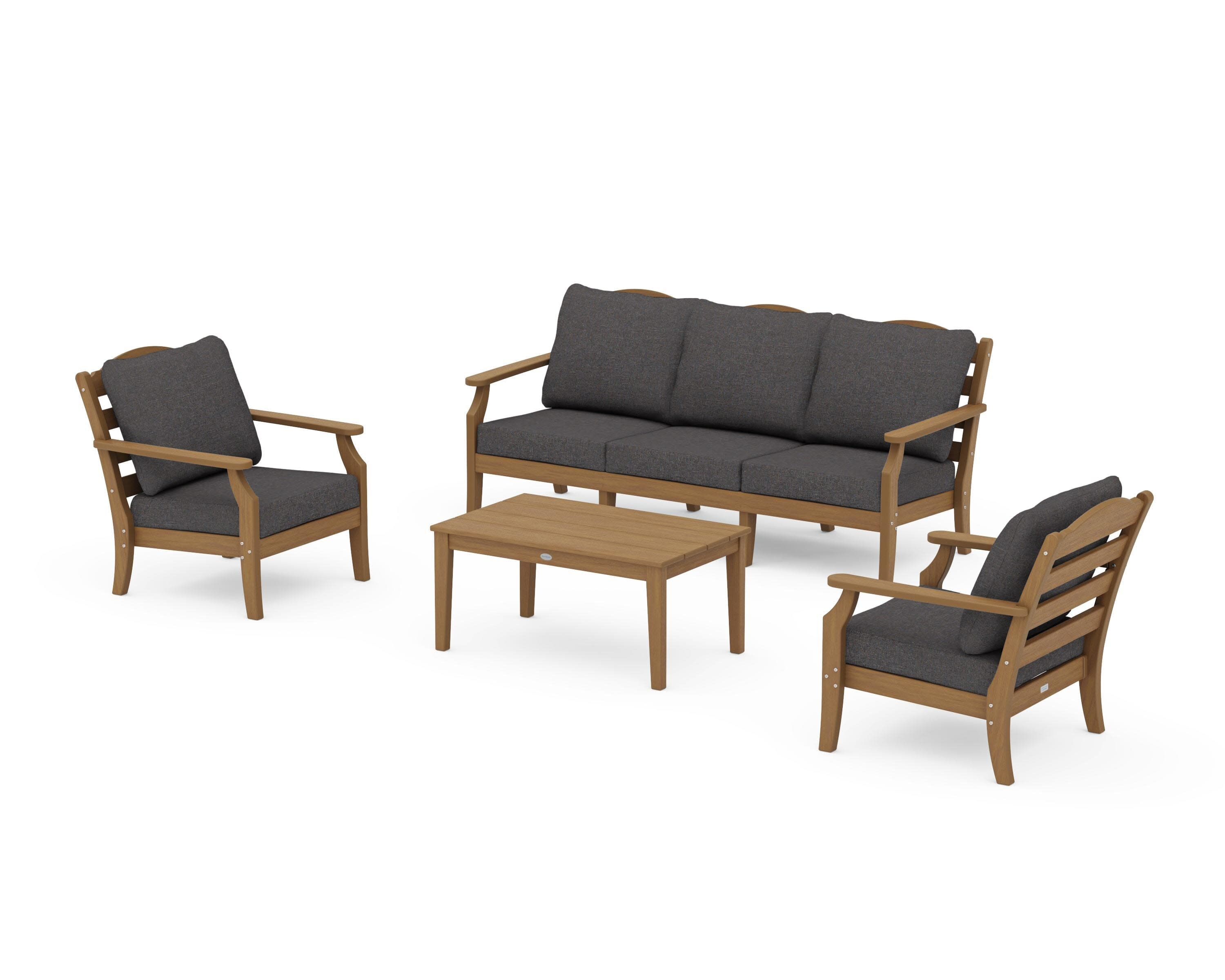 Savannah 4-Piece Deep Seating Set with Sofa in Natural / Ash Charcoal